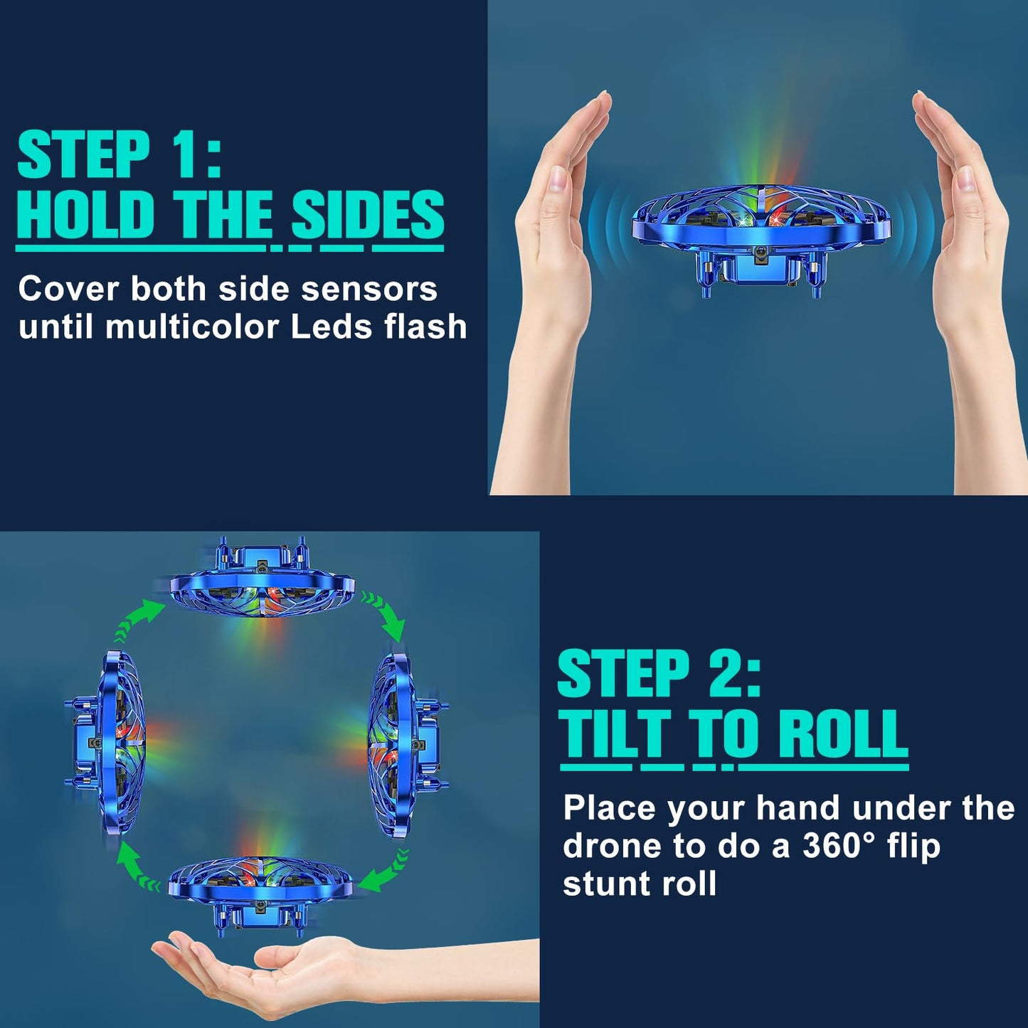 Hand Operated Drone Toy for Kids - Easy Fly Hover Drone with AI Motion Sensor, Rechargeable Drones for Kids 8-12 & 6-8, Safe Mini Quadcopter with Auto Hover, 360 Flip/Roll, Perfect Boys Girls Drones for Age 4-6-8-12 Birthday Gifts