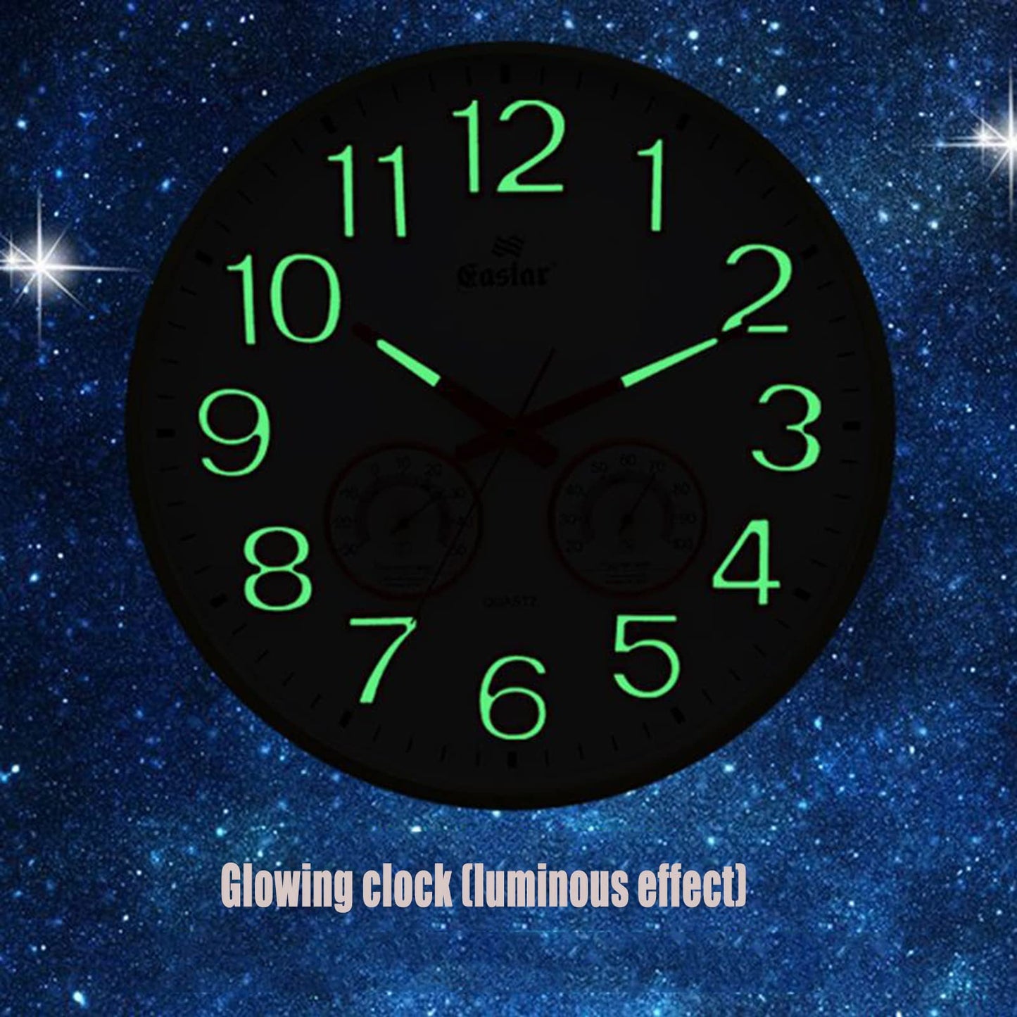 Modern Wall Clock, 15" with Thermometer Digital Clock, Household Arabic Numerals Non-Ticking Decorative Wall Watch Battery Operated Mute Movement for Living Room Bedroom Office School Hotel