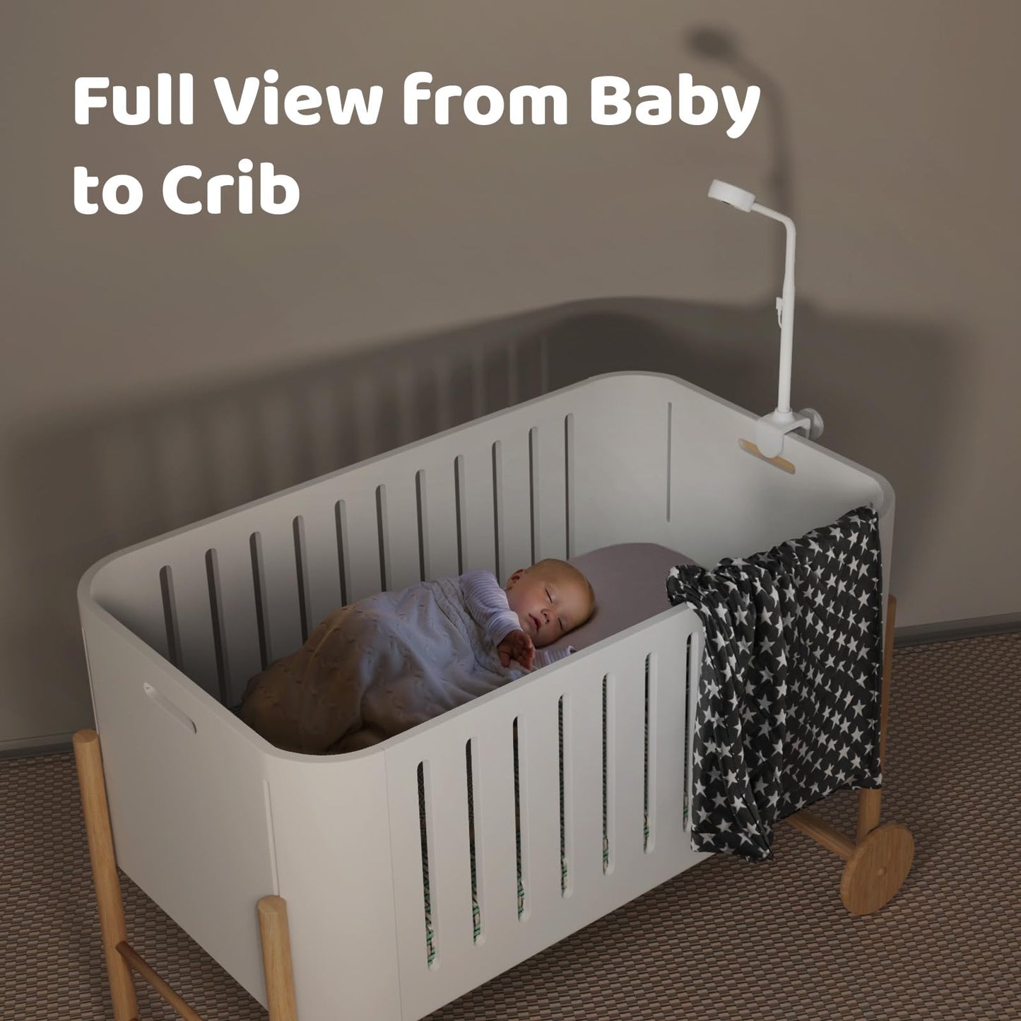 NETVUE Peekababy Baby Camera with Wireless Audio, Adjustable Crib Mount Monitor, Works via 2.4GHz Wi-Fi for Wide Coverage & Stable Connection, Smart App, Two-Way Talk (White)