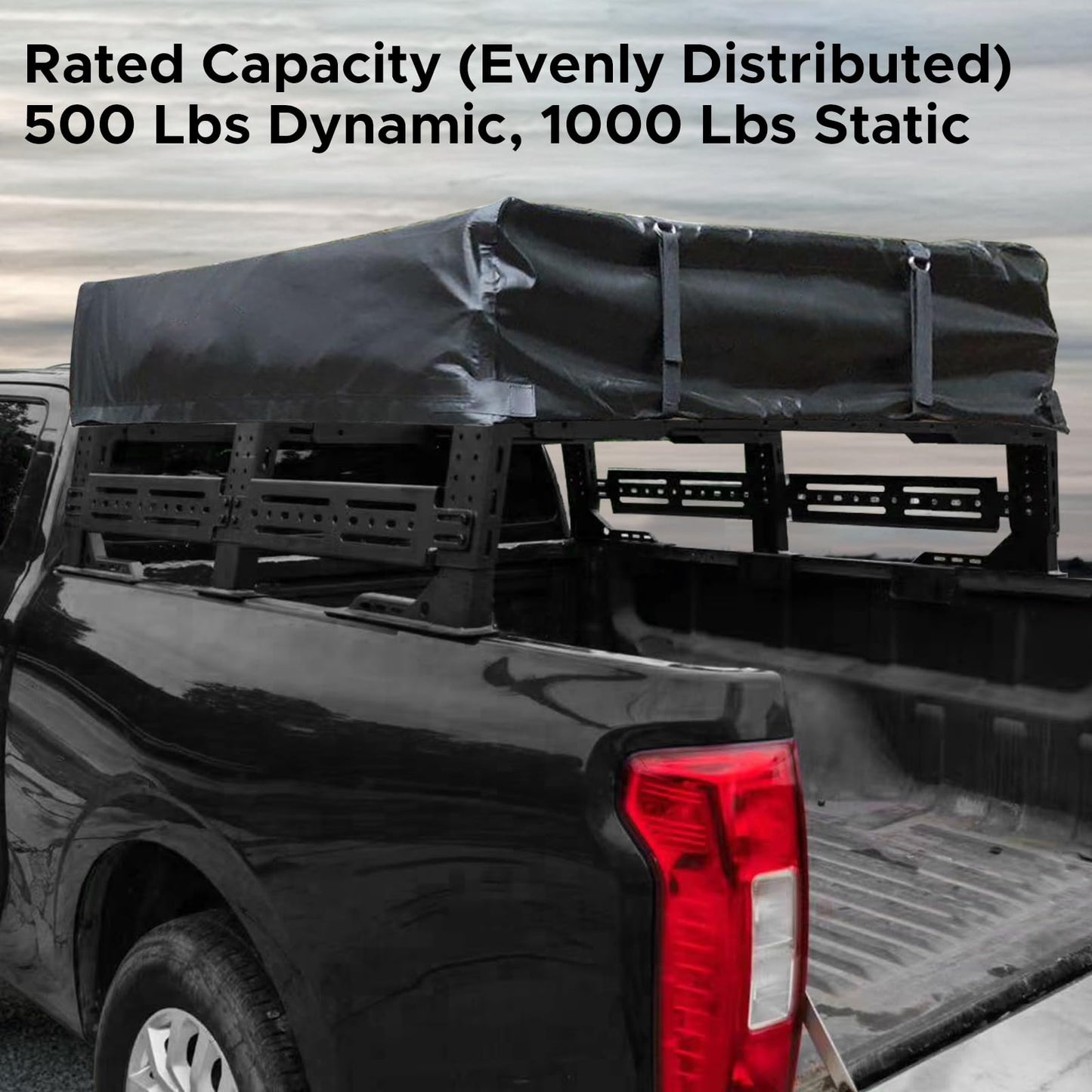 Partree 13"-18.5" High Overland Bed Rack for Fit for Ford F150 & Chevy Silverado 1500/Gmc Sierra 1500 & Dodge Ram 1500 & Tundra & Tacoma Full-Size Trucks w/Bed Rails Truck Bed Rack Back Cargo Carrier