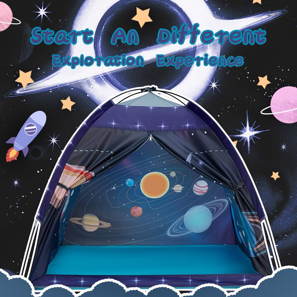 Mnagant Space World Play Tent-Kids Galaxy Dome Playhouse for Boys and Girls Imaginative Play Popup Tent for Kids Indoor/Outdoor Fun,Perfect Kid’s Gift- 47" x 47" x 43"