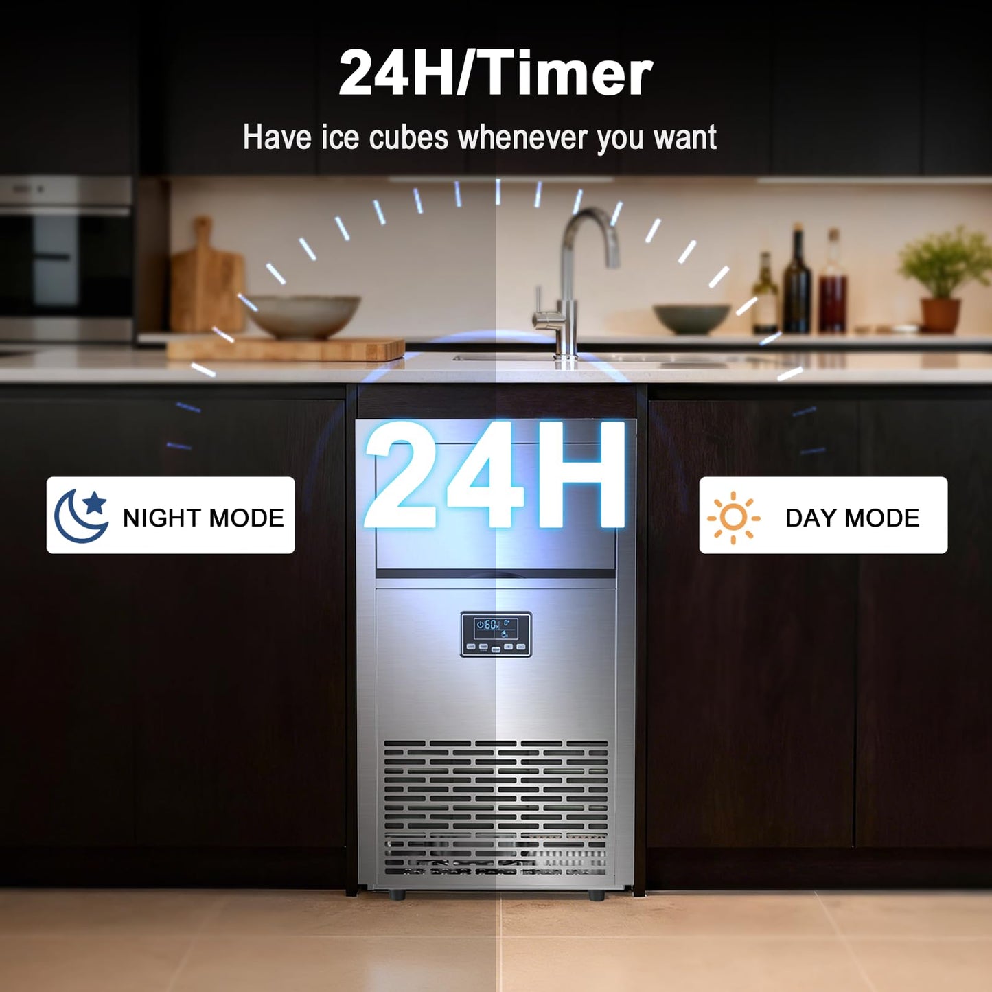 Antarctic Star 100lb/24H Commercial Ice Maker, 29lb Storage, Adjustable Ice Thickness & Touch Control, 45 Cubes/Cycle for Home/Bar/Restaurant