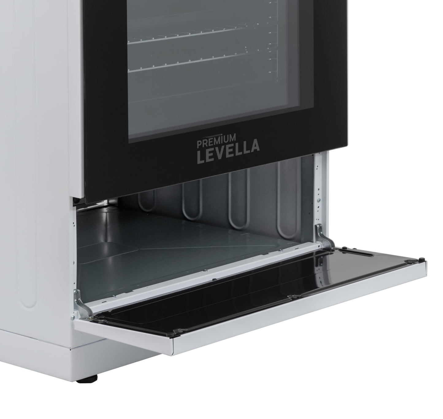 Premium Levella PREV2405VW 24 in Freestanding Vitroceramic Smooth Cooktop Electric Range with 4 Burners and 2.4 Cu. Ft. Single Convection Oven in White