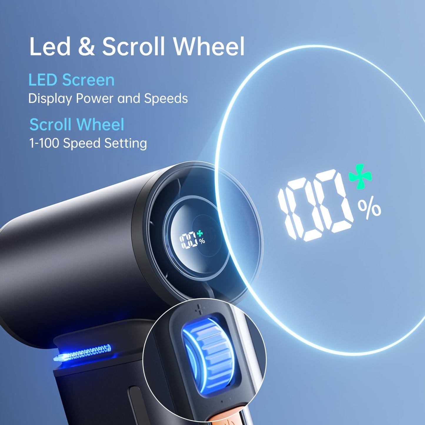 JISULIFE Portable Neck Fan, Handheld Turbo Fan 100 Speeds Adjustable