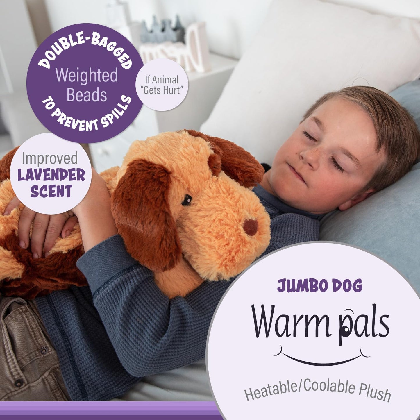 Jumbo - Dog - Microwavable & Weighted Plush Stuffed Animal - Heated Plushie for Warmth - Cute, Soft, Cozy Toy for Adults & Children (Boys, Girls, & Toddlers) by Warm Pals
