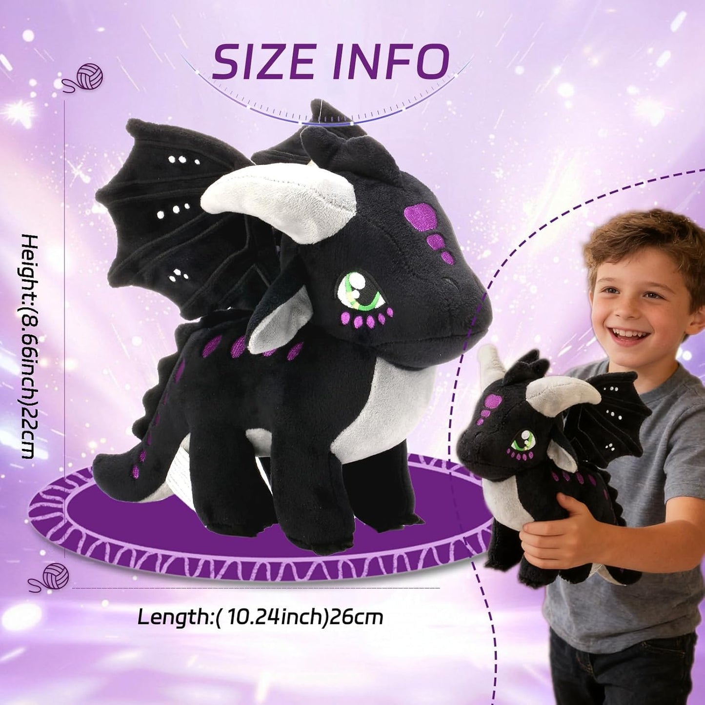 Mejglrc Wings Dragon Plush - Wings Dragon Plush Pillow Toy - Kawaii Pterosaur Plushie - Soft Flying Dragon Hugging Pillow for Kids Boys Girls (Silkwing)