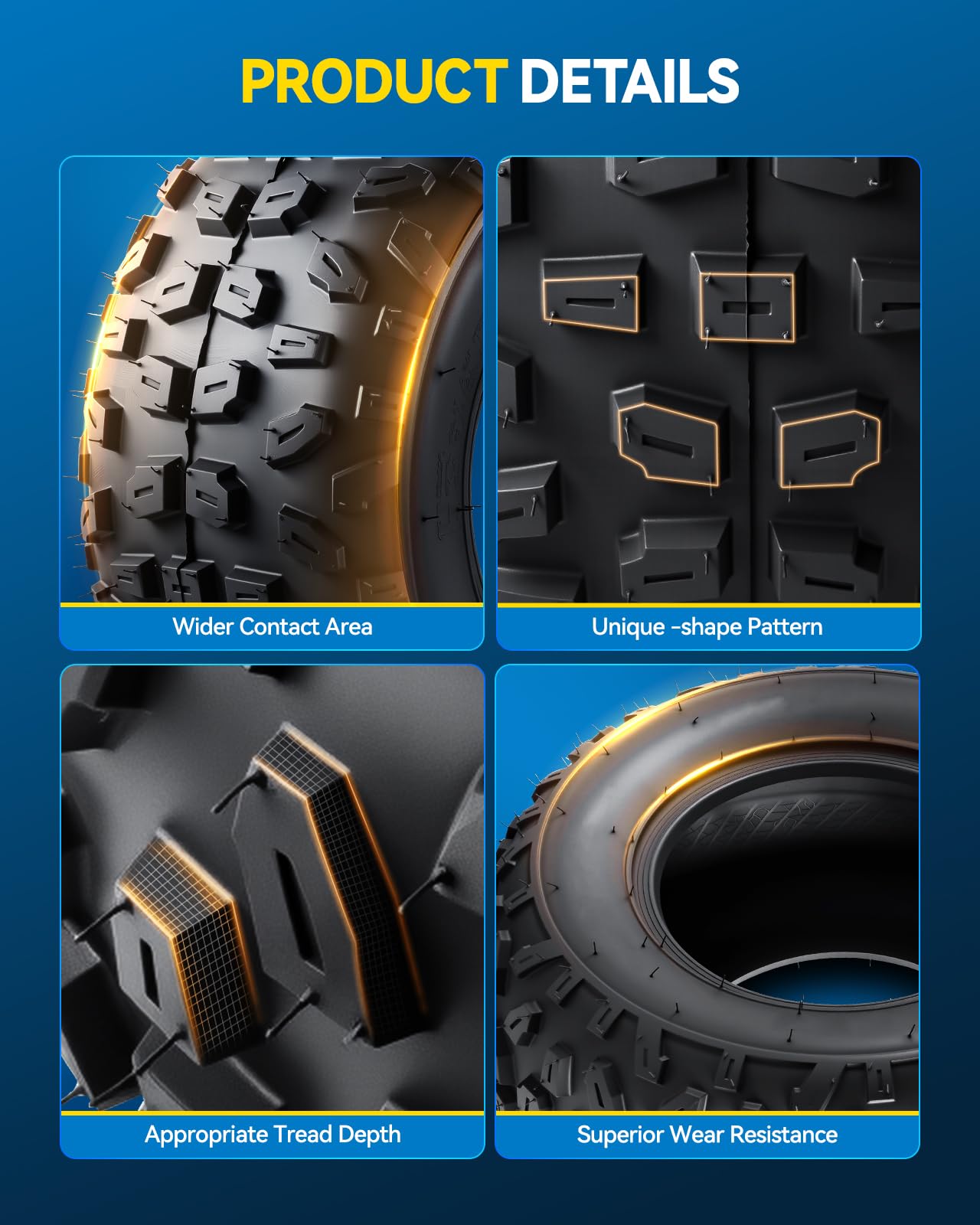 PHILTOP 22x10-10 ATV UTV Tires, 4-Ply Super Mud 22x10-10 ATV All-Terrain Tires for Riding Mowers, Golf Carts, Off-Road,2 Pcs,Tubeless (Z-183)