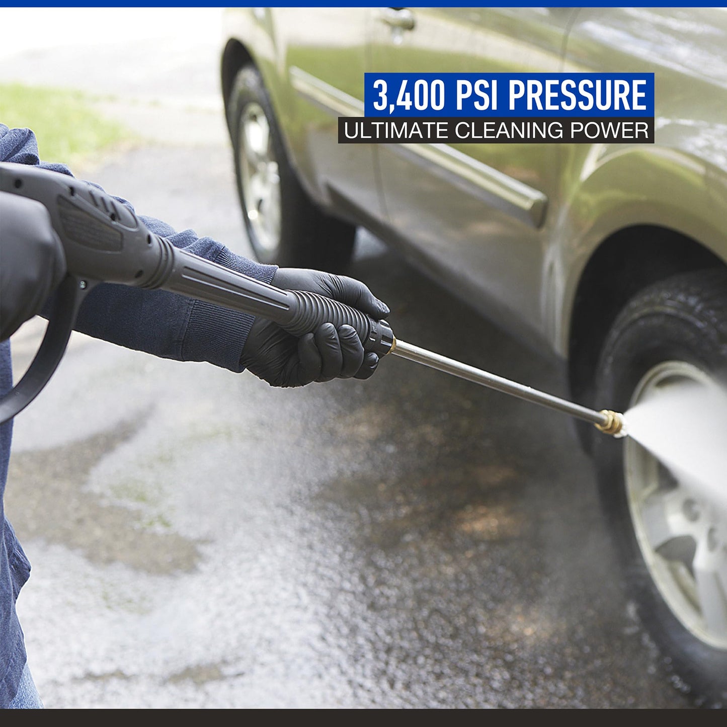 Powerhorse Gas Cold Water Pressure Washer, 3400 PSI, 2.7 GPM, Maintenance-Free Axial Pump, Steel Tube Frame