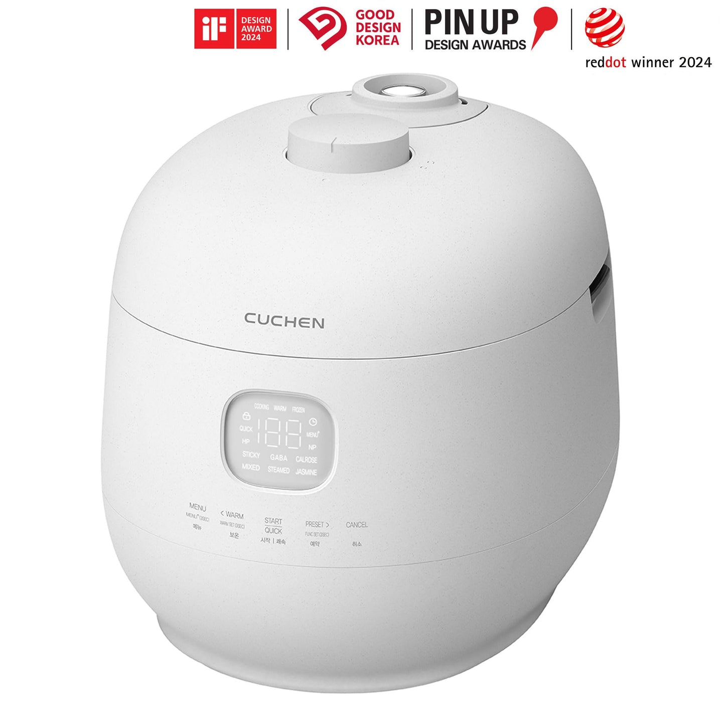 Cuchen 6-Cup Premium IH Pressure Rice Cooker with 304Ti Stainless Steel Inner Pot, Dual High/Non-Pressure Modes, Voice Guide & Auto Steam Clean, White (CRH-TWS0610PWUS)