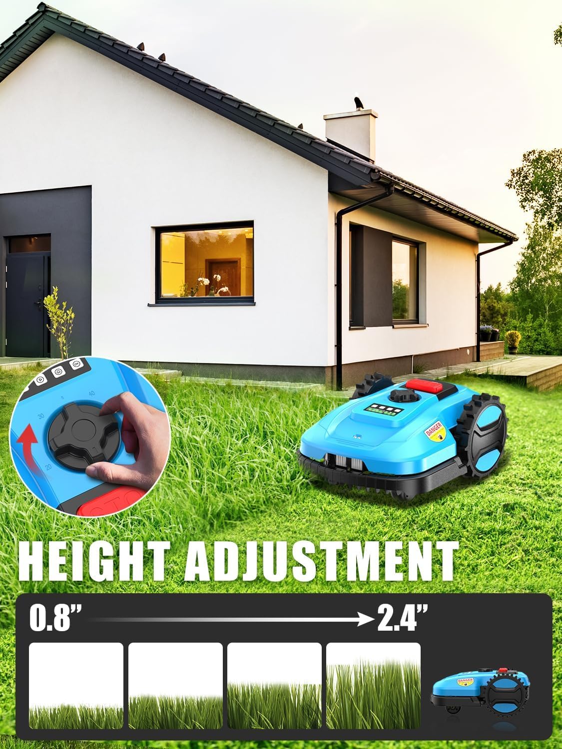 ACFARM Robotic Lawn Mower 1/2 Acre/21,000 Sq.Ft, Automatic Lawnmower for Lawn 47% Slope, Cut Height 0.8"-2.4", APP Control