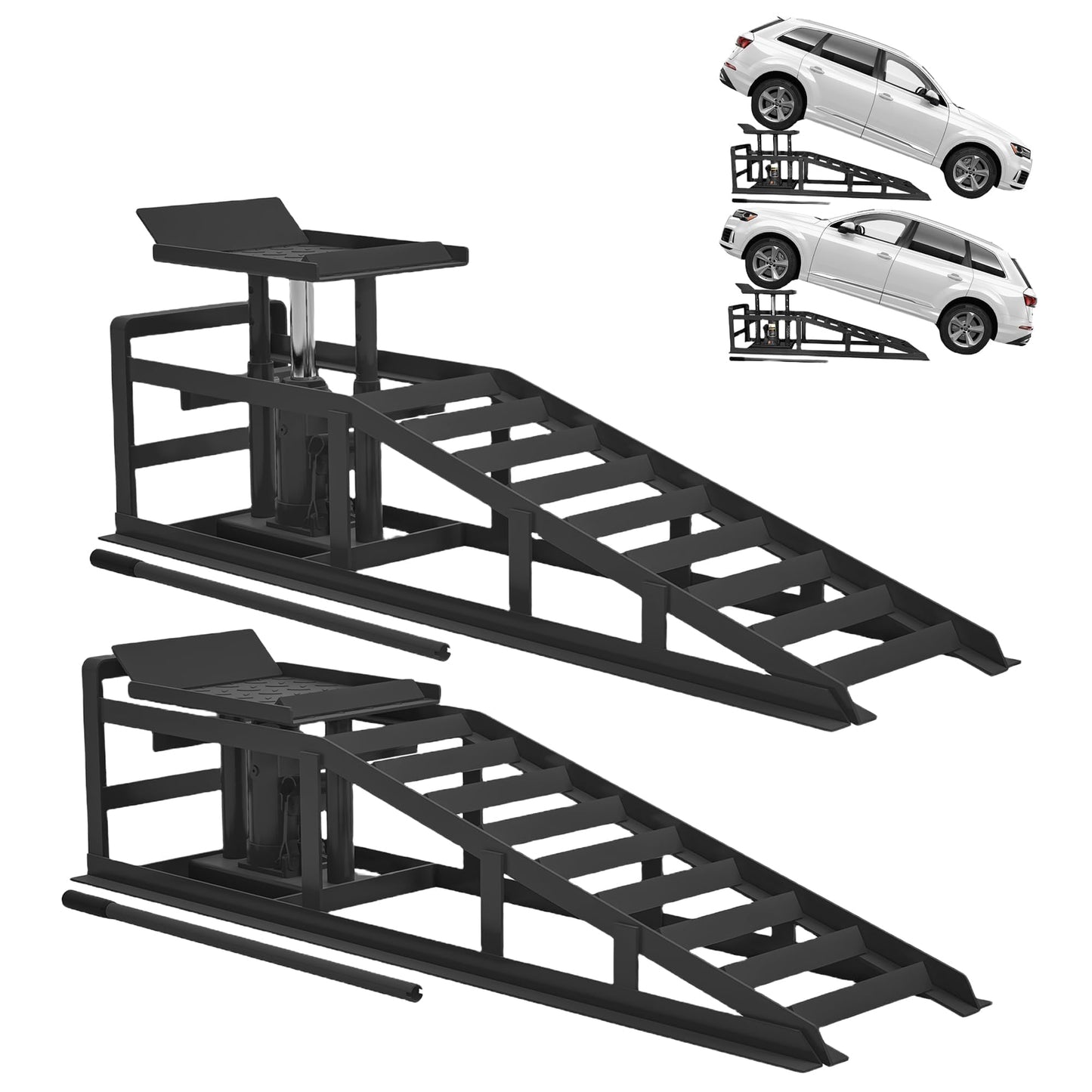 2 Pack Hydraulic Car Ramps 5 T 10000 LBS Low Profile Car Lift Service Ramps Truck Trailer Garage,Height Hydraulic Vehicle