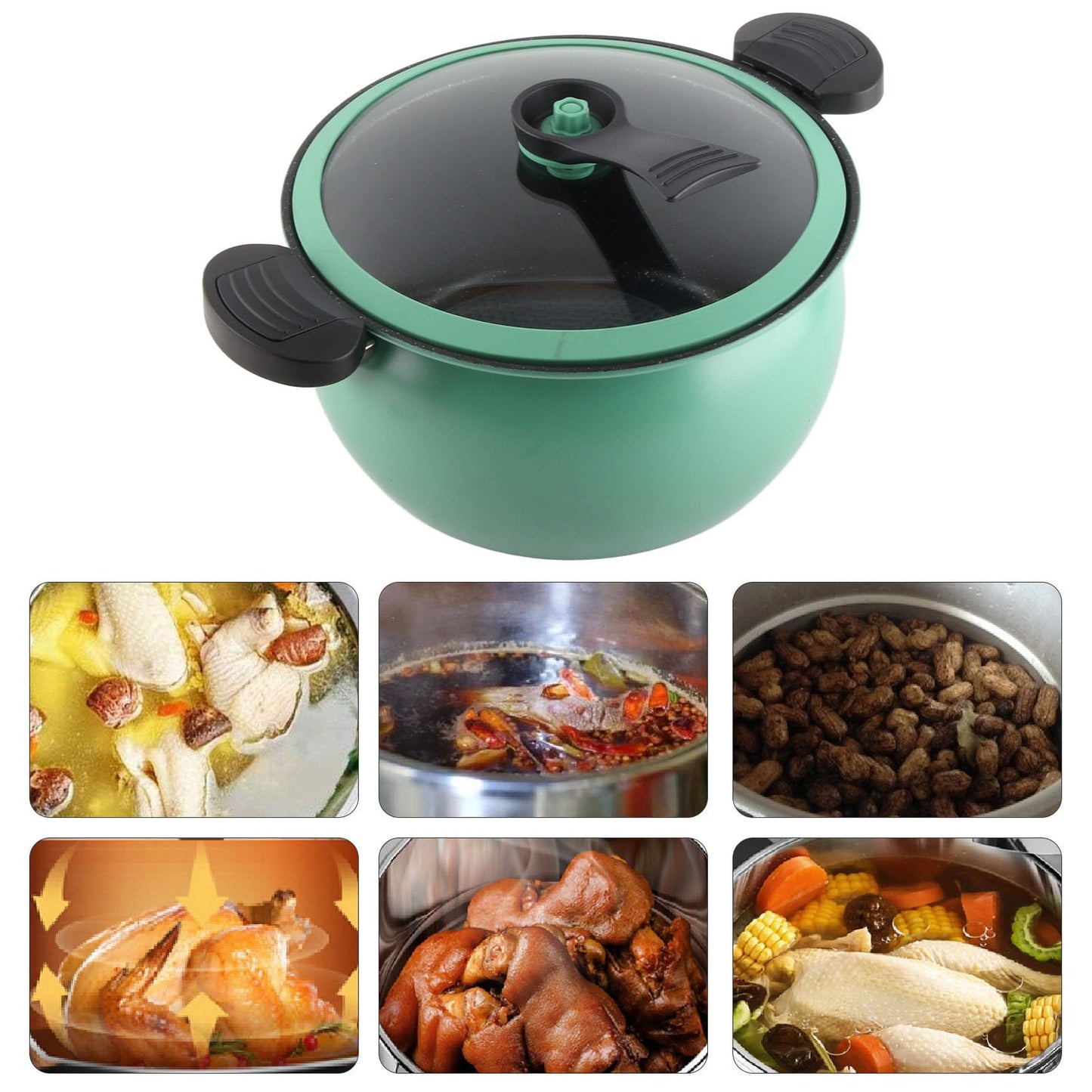 Micro Pressure Cooker Fast Cooking Cookware, 31 * 28 * 17cm Non Stick Microwave Kitchenware, Multi Functional Big Capacity Universal Stew Pot (7L)