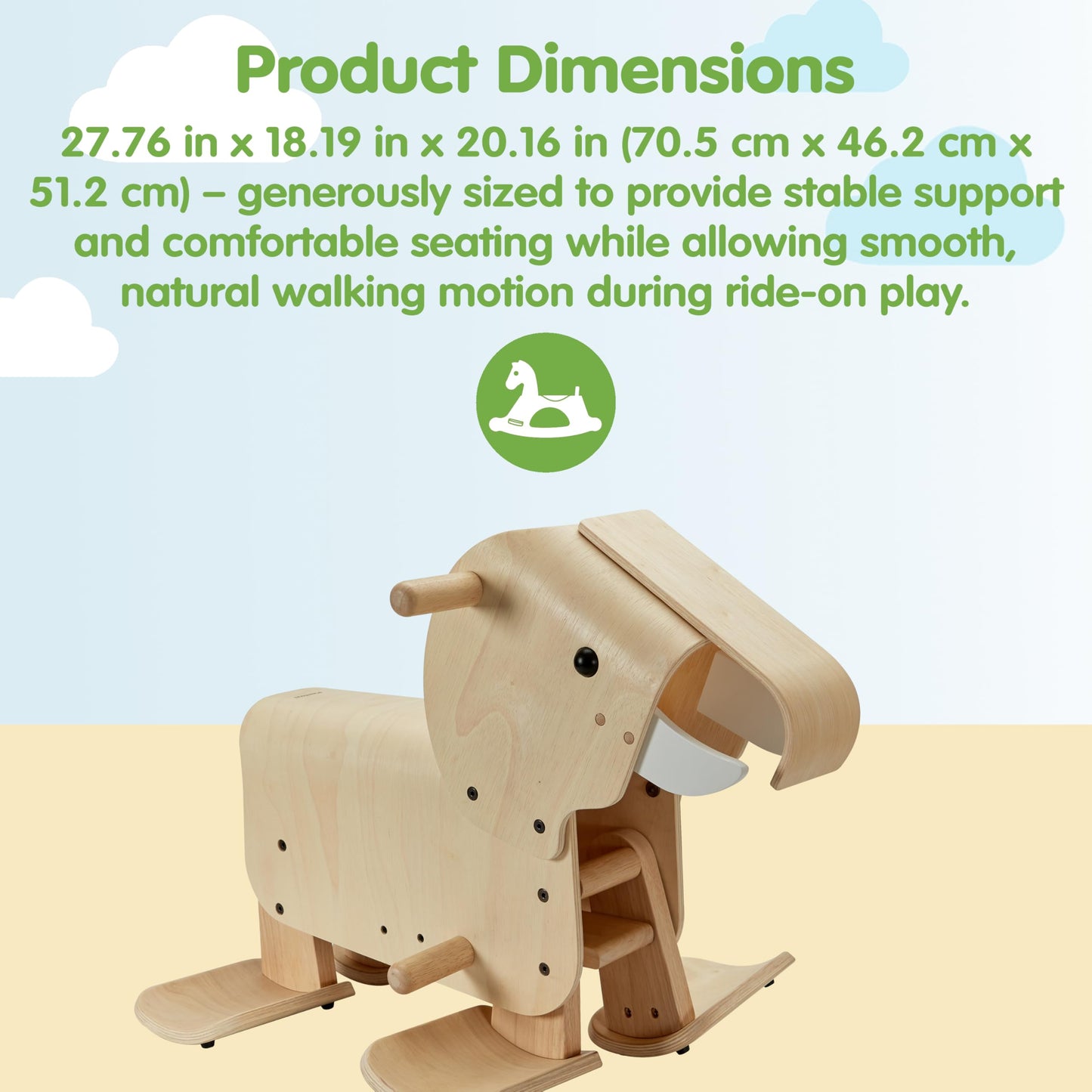 PlanToys® Wooden Walking Elephant Ride-On Toy for Toddlers | Eco-Friendly Montessori Balance & Movement Toy | Develops Coordination, Strength & Confidence