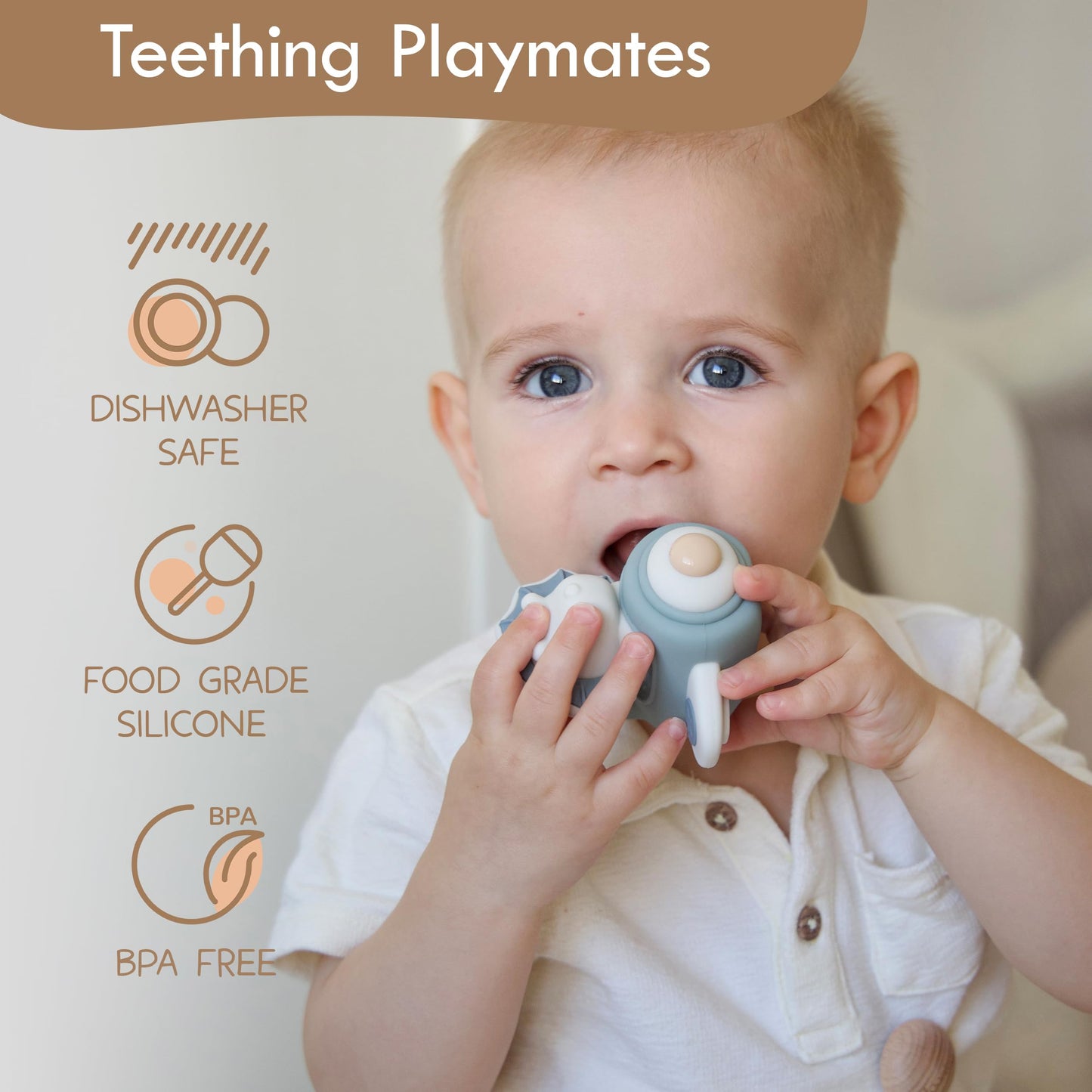 Moonkie Bunny Baby Stacking Toys | 7-Piece Silicone Rings for Teething Relief | Educational Toy for Infants & Toddlers 6 Months+ | Baby Shower or Birthday Gift for Girls