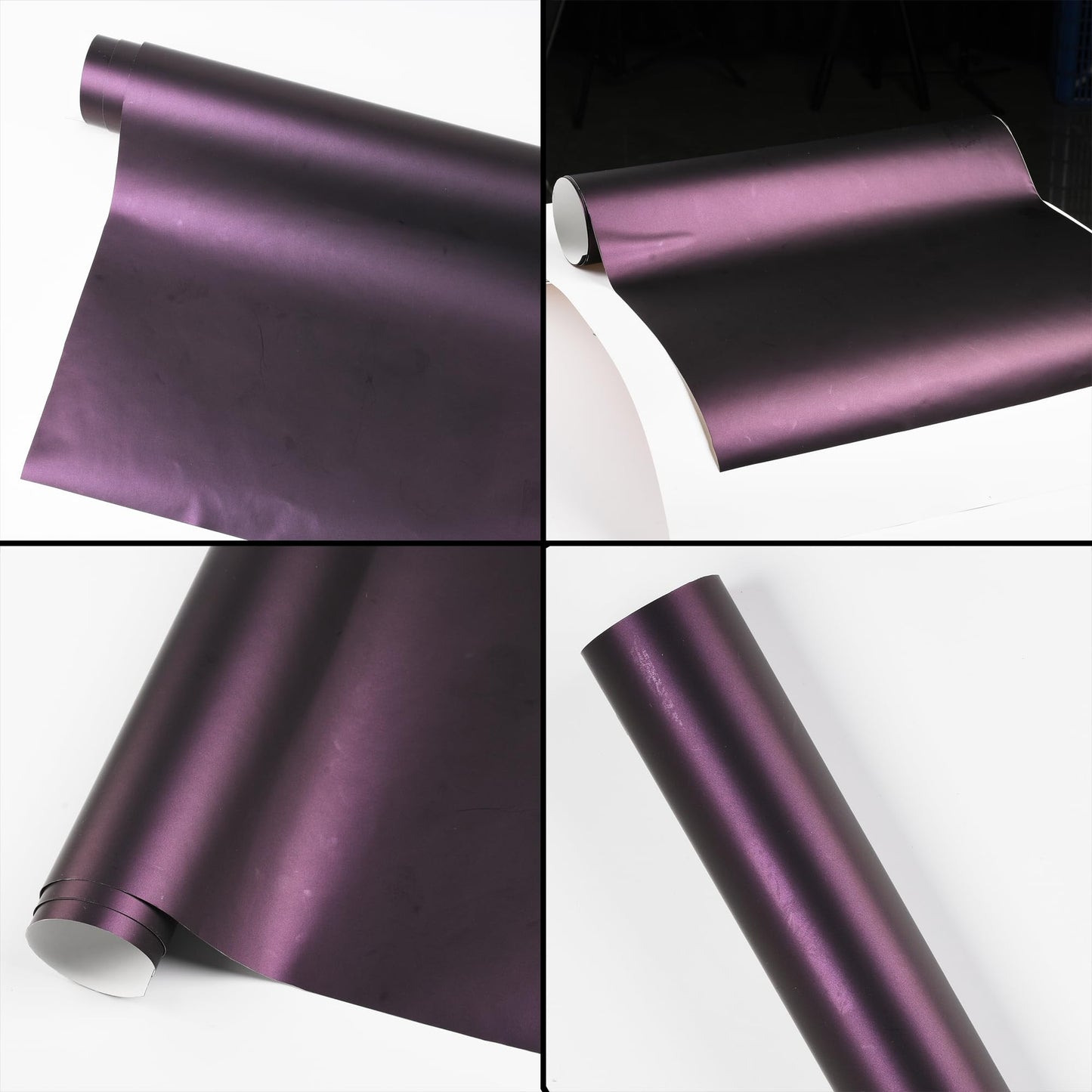 AuMoHall Matte Metallic Black to Charming Dark Purple Satin Chameleon Vinyl Wrap Color Change DIY Vehicle Vinyl Film, 59.84'' x 196.85''