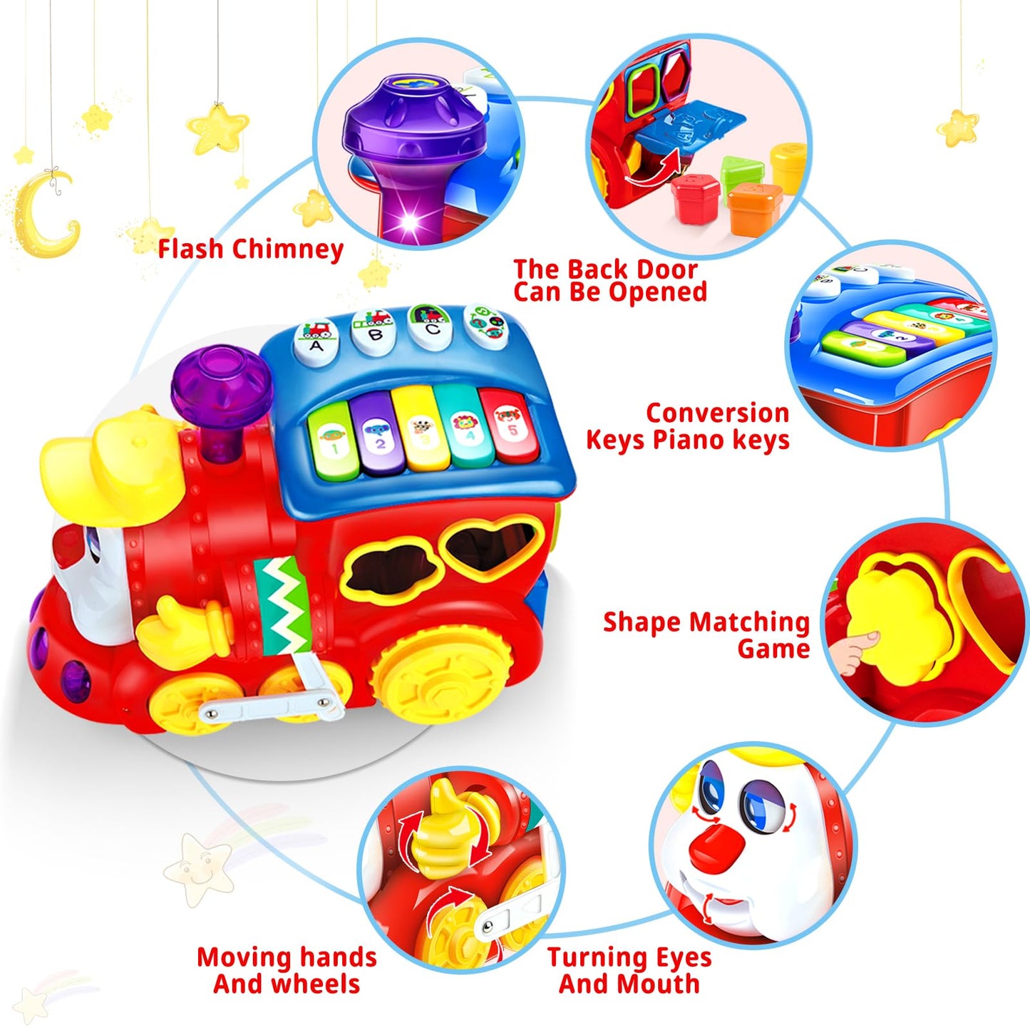 Baby Toys for 1 Year Old Boy Girl Gift Musical Train Baby Toys 6-12 12-18 Months,Early Educational Learning Montessori Kids Toys with Blocks/Light Toddler Christmas Birthday Gifts for 1 2 3 Year Old