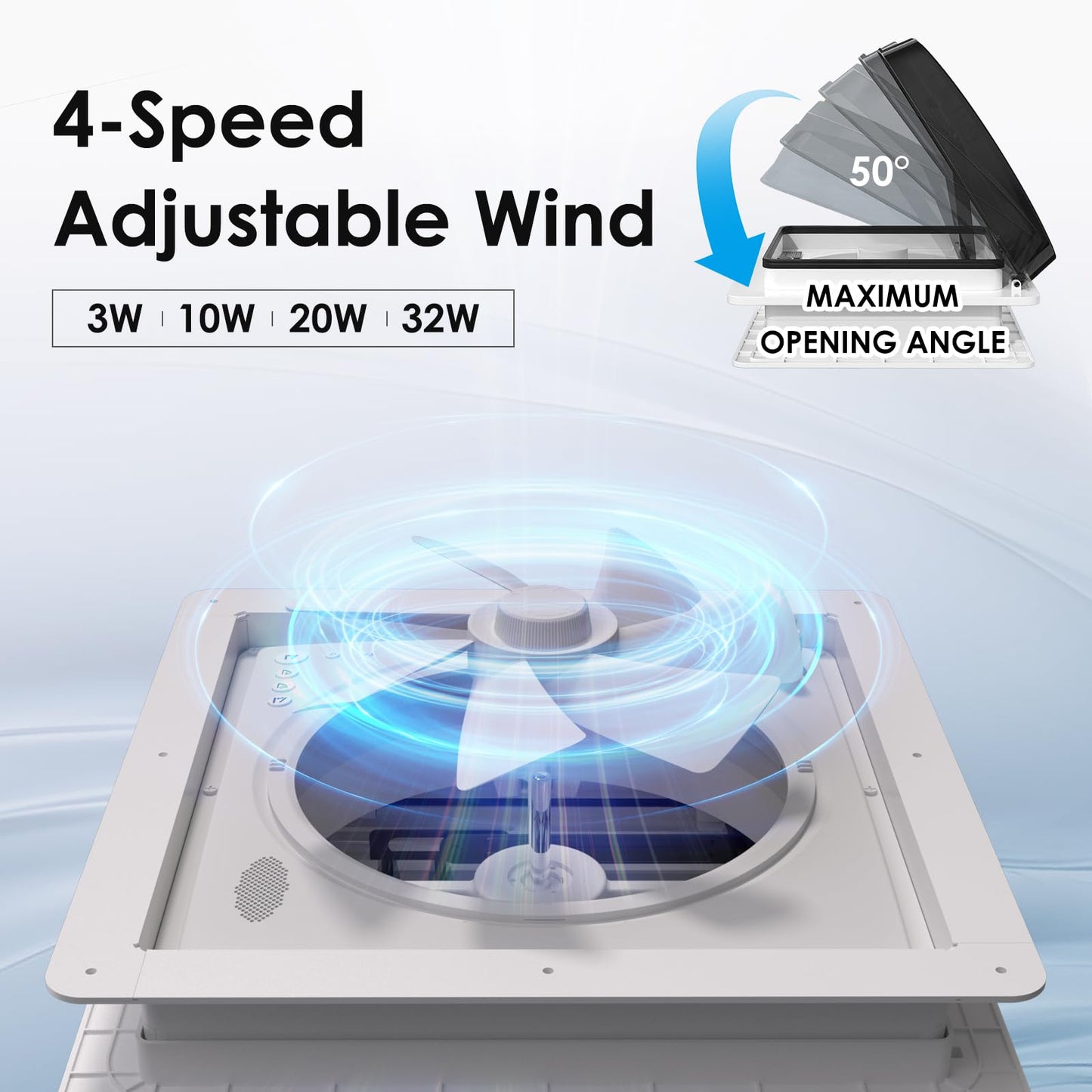 2012 Air Max RV Roof Vent Fan 14" x 14", Quiet 12V Motorhome Ventitaltion with Reversible Airflow, Voice & Remote Control, Rain Sensor, Fits Class A/B/C Motorhomes, Trailers, Campervans