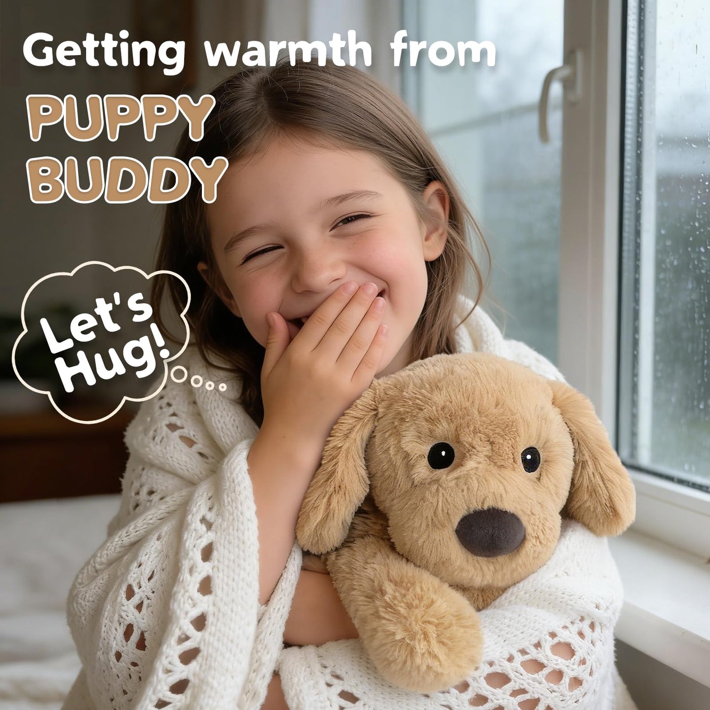 Dog Stuffed Animals, Microwavable Stuffed Animal Adorable Fluffy Puppy Plush for Warmth, Heatable Coolable Lavender Scent Puppy Plush Toy, Cute Soft Dog Plushies for Kids Adults Gift, Golden Retriever