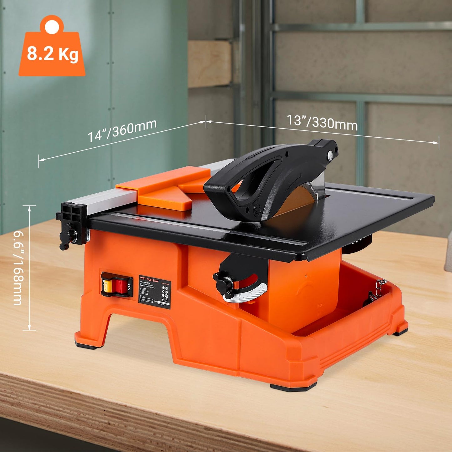 GarveeTech 7 inch Wet Tile Saw, 6500 RPM & Pure Copper Motor, Bevel cuts tile from 0 to 45, Tile Cutter Wet Saw with Water Reservoir for Cutting Tiles and Stones, for DIY Enthusiasts