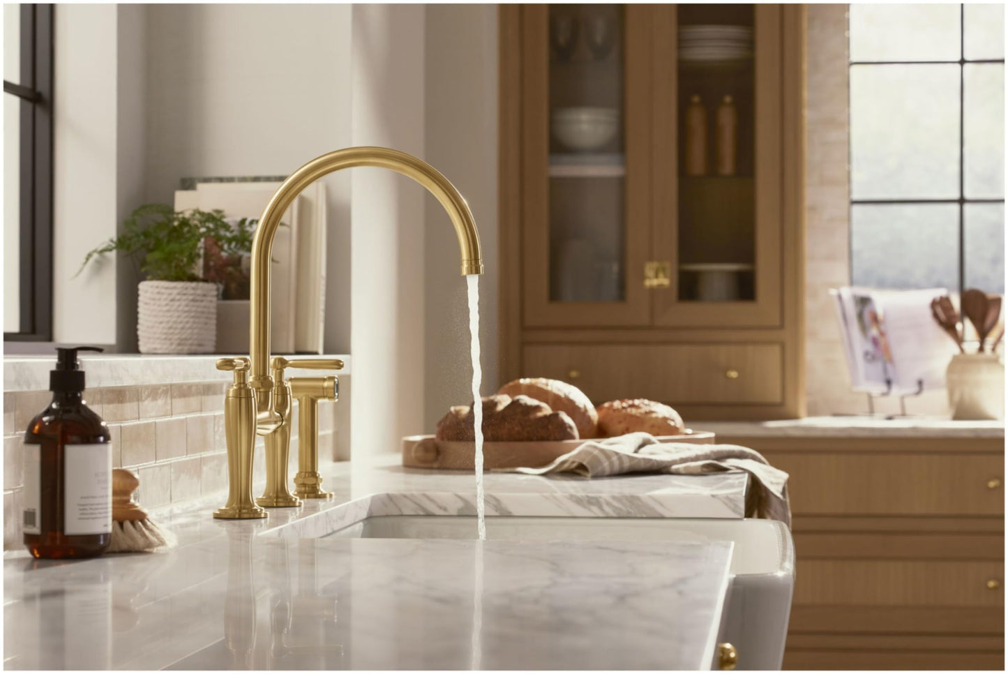 Kohler K28356-CP Edalyn by Studio McGee 1.5 GPM Widespread Bridge Kitchen Faucet - Includes Side Spray Polished Chrome