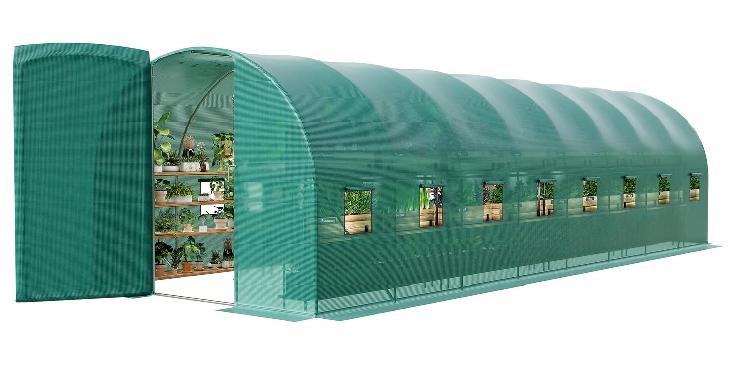 GarveeLife Walk-in Greenhouse Tunnel 28x10x7.5 ft,Galvanized Steel Tunnel Greenhouse with Doors and Windows,Garden Hot House for Home Gardening Seed Germination