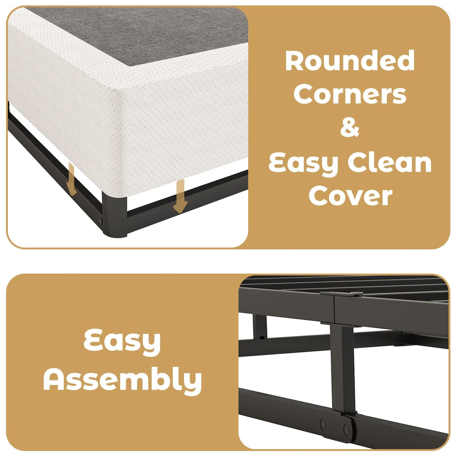 NHODIR 9 Inch Box Spring Queen Size Bed Base, Heavy Duty 3000LBS Metal Bed Foundation, Noise-Free & Tool-Free Easy Assembly,Mattress Support Base for Queen Bed