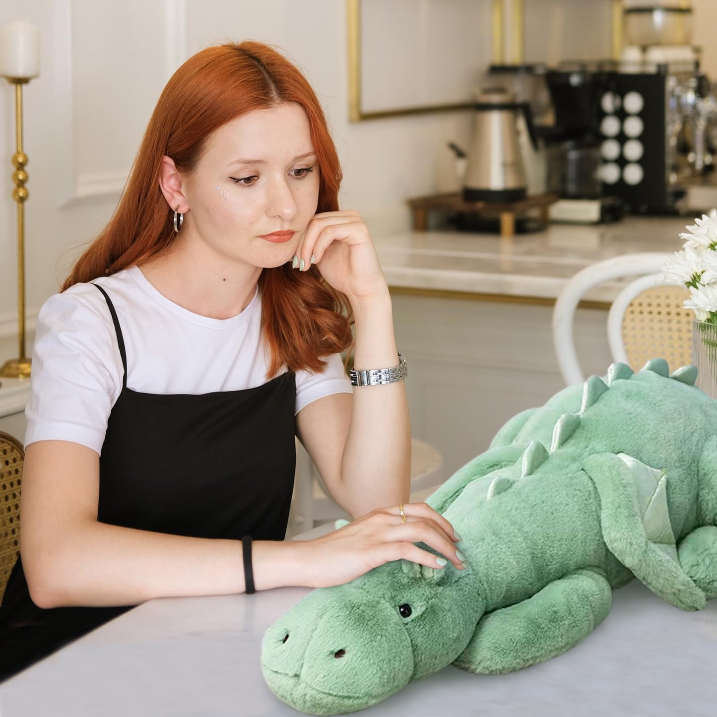 Dodhse Pterosaur Stuffed Animal with Wings - Cute Soft Dinosaurs Plush Toys Little Flying Dragon Plushies Pillow Doll Christmas Birthday Gifts for Kids Boys Girls (Green,59.05inch/150cm)