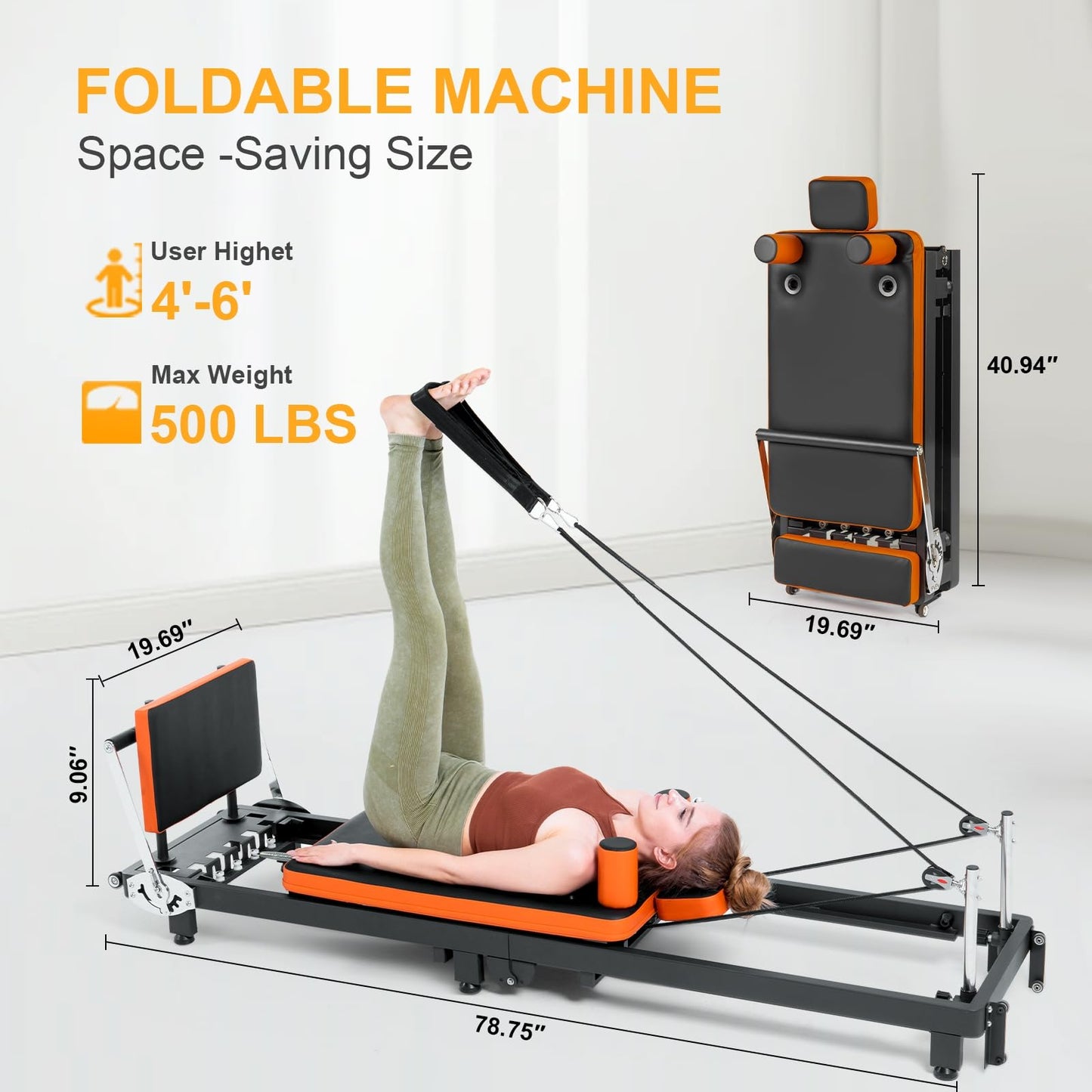 Ntoaujao Pilates Reformer, Foldable Pilates Machine for Home Gym Workout with 4 Springs & 5 Cords, fit for Beginners & Advanced Users, Up to 300 LBS (with Pilate Box & Jumpboard)