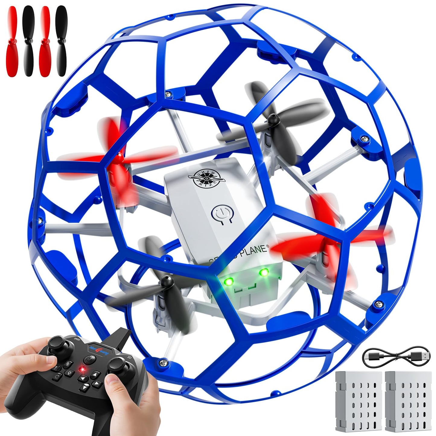 JUKUDAHU Remote Control Helicopter for Kids 8-12, 2.4 GHz RC Helicopter Ball with Lights, 360° Flips, Flying Toy Ball, Outdoor Toy for Boys Girls Ages 8-16, Toy Gifts for 8 9 10 11 12
