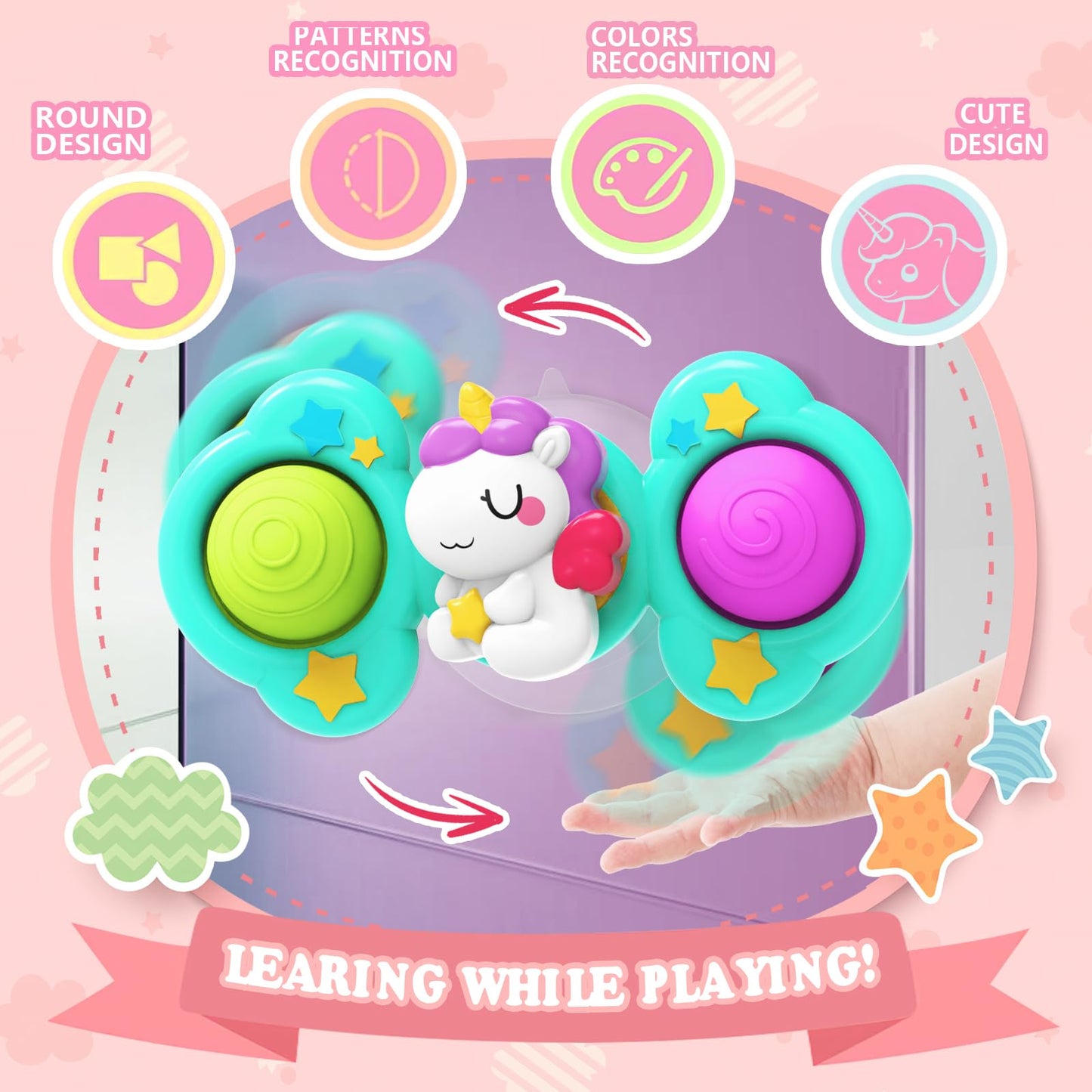 3PCS Suction Cup Spinner Toys for 1 Year Old Girls Boys, Baby Bath Toys,Spinners for Kids Sensory Toys for Toddlers 1-3,Toddler Girl Birthday Gifts
