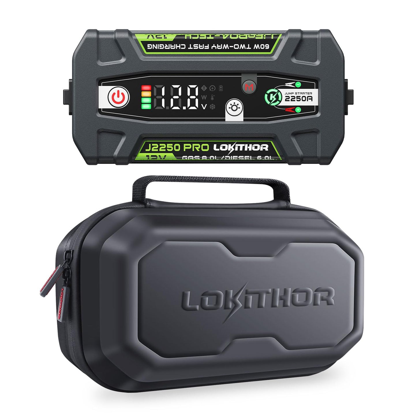 LOKITHOR J2250 PRO LiFePO4 Jump Starter with 60W Two-Way Fast Charging and J-Series Storage Bag EVA Protection Case for J400/J401/J401X/J402/J1350 PRO/J2250 PRO/JP400 LOKITHOR Battery Jump Starters
