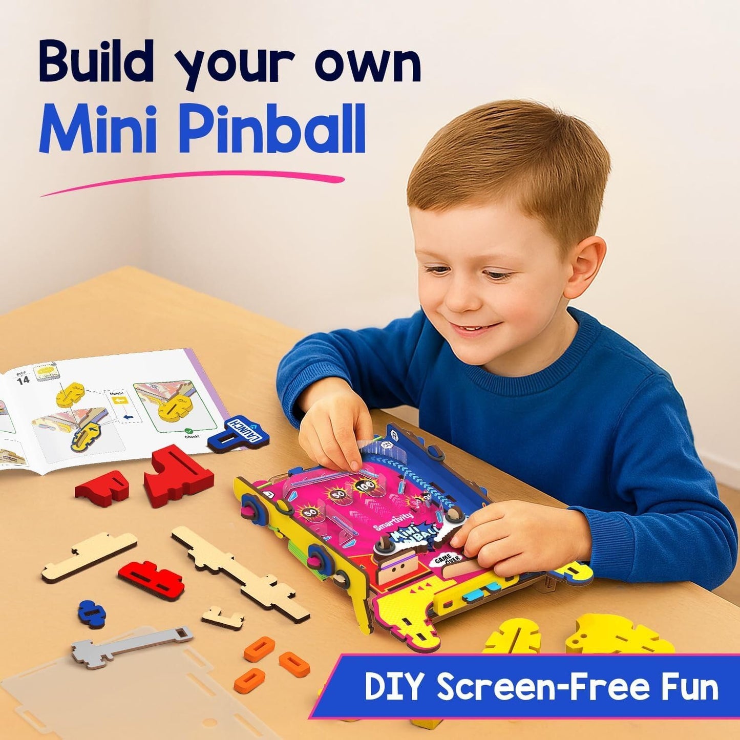 Smartivity Mini Pinball for Kids Ages 6 to 12 Years | Build Your Own - Hand Held Pinball I Birthday Gift for Smart Kids | DIY STEM Toy for Boys & Girls 6,7,8,9,10,11,12 Years Old