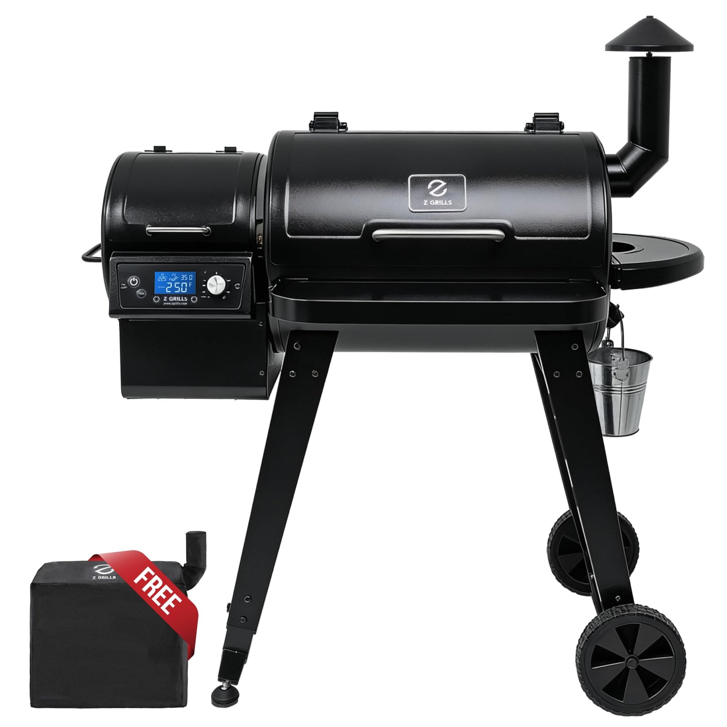 Z GRILLS 2026 Wood Pellet Grill & Smoker with PID V3.0 Controller, 459 Sq in Cook Area, Meat Probe, Foldable Shelf&Side Shelf, 8 in 1 BBQ Grill Outdoor Auto Temperature Control, Black, 450A
