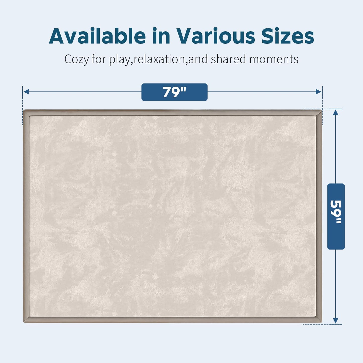 COLLACOCO Baby Play Mat for Floor, 59"x79" Playpen Mat, 1.3" Thick Memory Foam Tummy Time Mat, Soft Coral Velvet Nursery Rug, Easy-Care & Non-Slip Cushioned for Infants, Kids, Toddlers Crawling, Beige