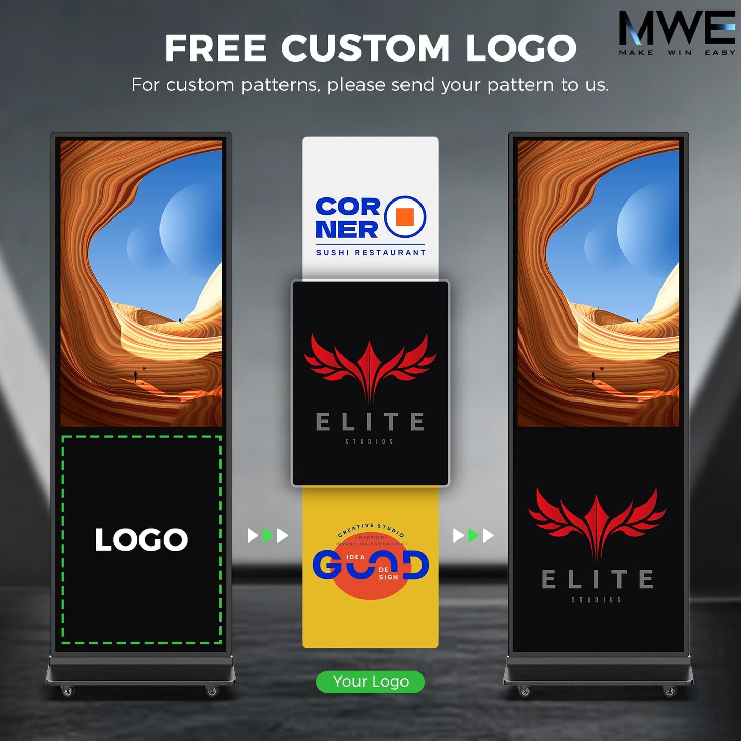 32 Inch Indoor Digital Signage Ultra HD Advertising Display Kiosk with Android OS Support Customizable Content and HDMI Input Commercial Totem Perfect for Retail Stores, Offices,and Restaurants