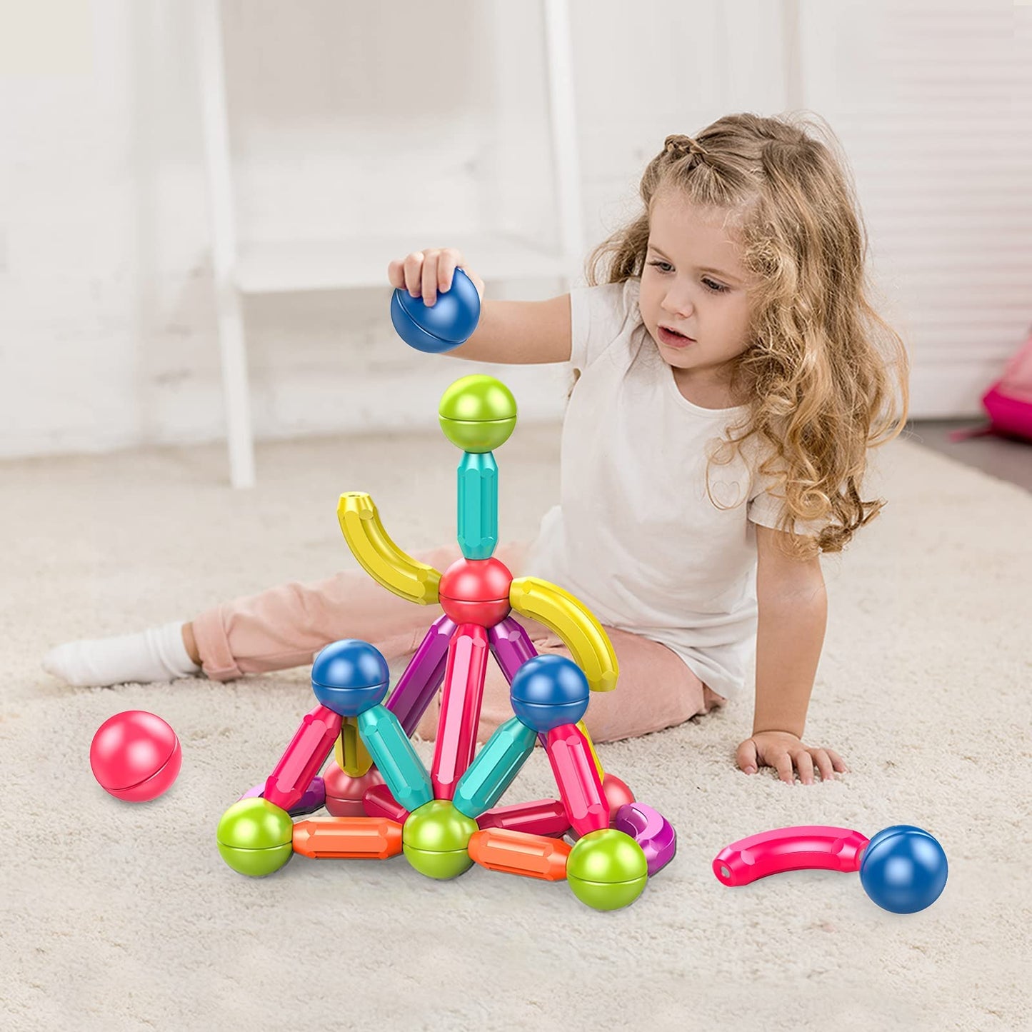 Toddler Magnetic Blocks,Magnetic Balls and Rods,Educational Magnet Building Blocks,Kids Montessori Toys for 3 4 5+ Year Old Girls Boys,Learning Stem Preschool Toys For Toddlers 1-3 Year Old(36pcs)