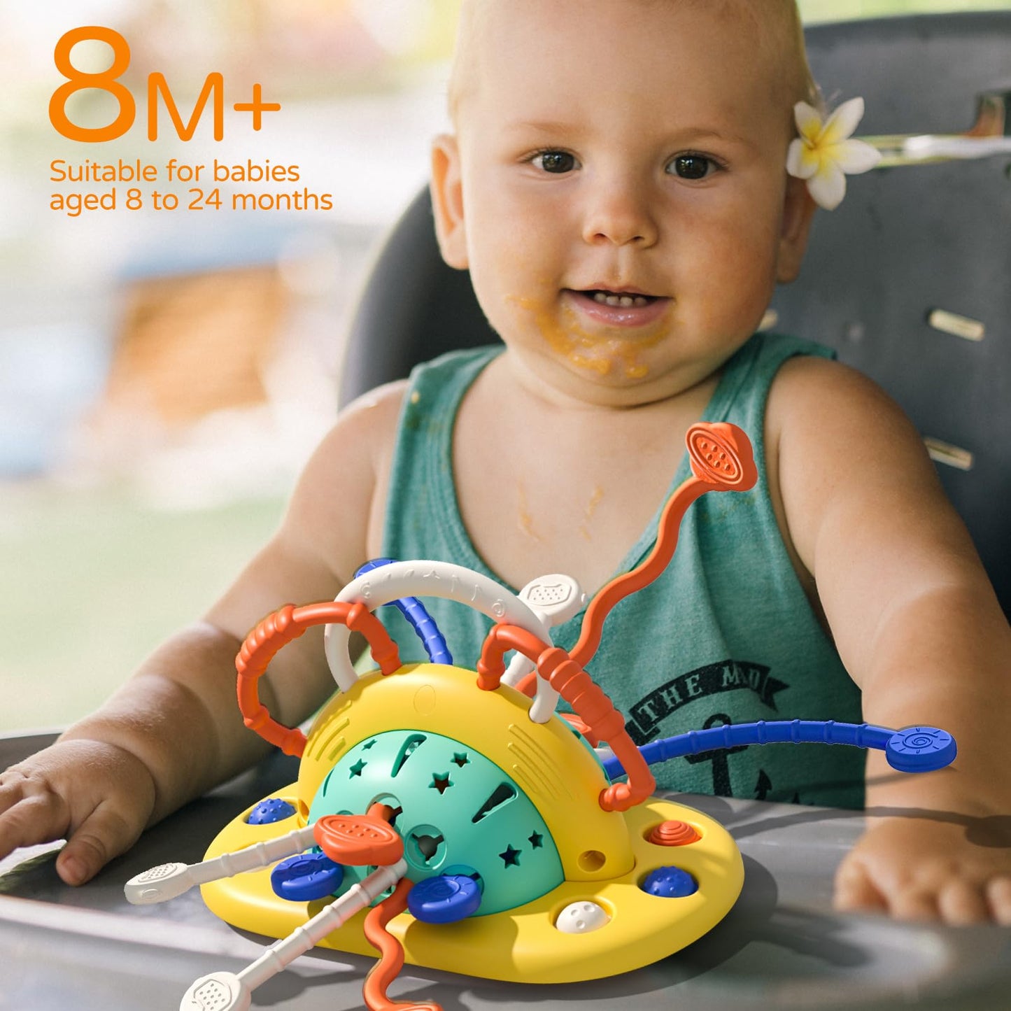 VoMii High Chair Toys with Suction Cup, Montessori Sensory Toys for 1 Year Old Fine Motor Skills,Food Grade Silicone Activity Gift for Baby Infant Toddlers
