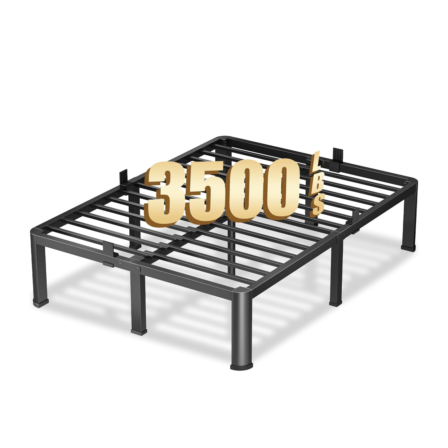 VIPSHOW 14 Inch King Heavy Duty 3500 lbs Bed Frame with Round-Corner Legs & Anti-Squeak Design – Quick Assembly Metal Platform, No Box Spring Needed