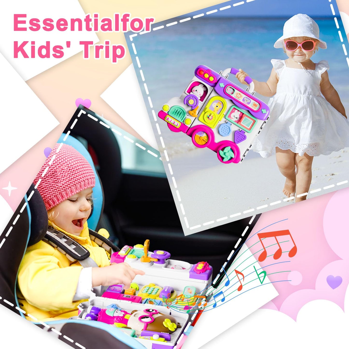 VOILBTOY Busy Board for 1-2 Year Old Girl Gift,Musical Toys for Toddlers 1-3 Year,Educational Fine Motor Baby Toys for 12 18 Months,Perfect for Preschool or Travel,Birthday Gift for 1+Year Old Girl