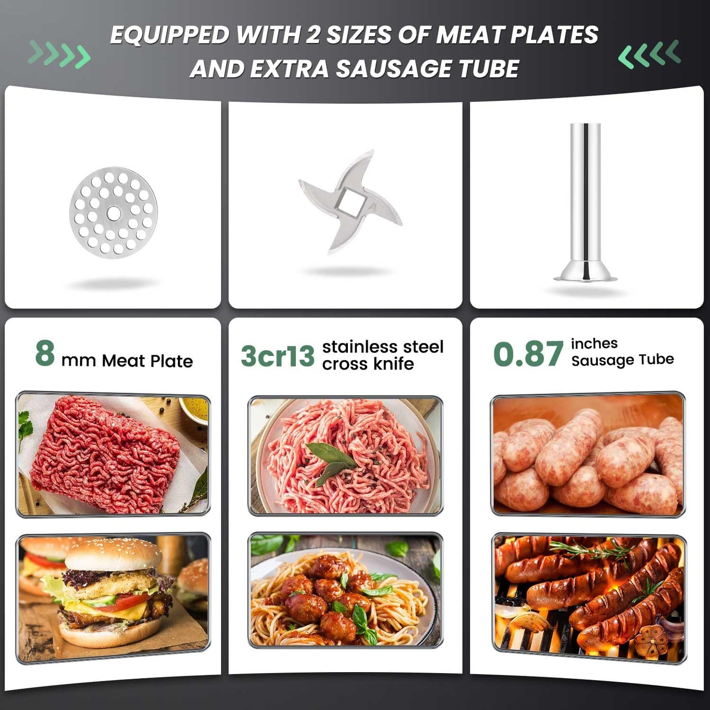 Huanyu Manual Meat Grinder Sausage Stuffer Stainless Steel Sausage Filler Commercial Meat Grinding Machine Household Pork Meat Mincer (NO.22)