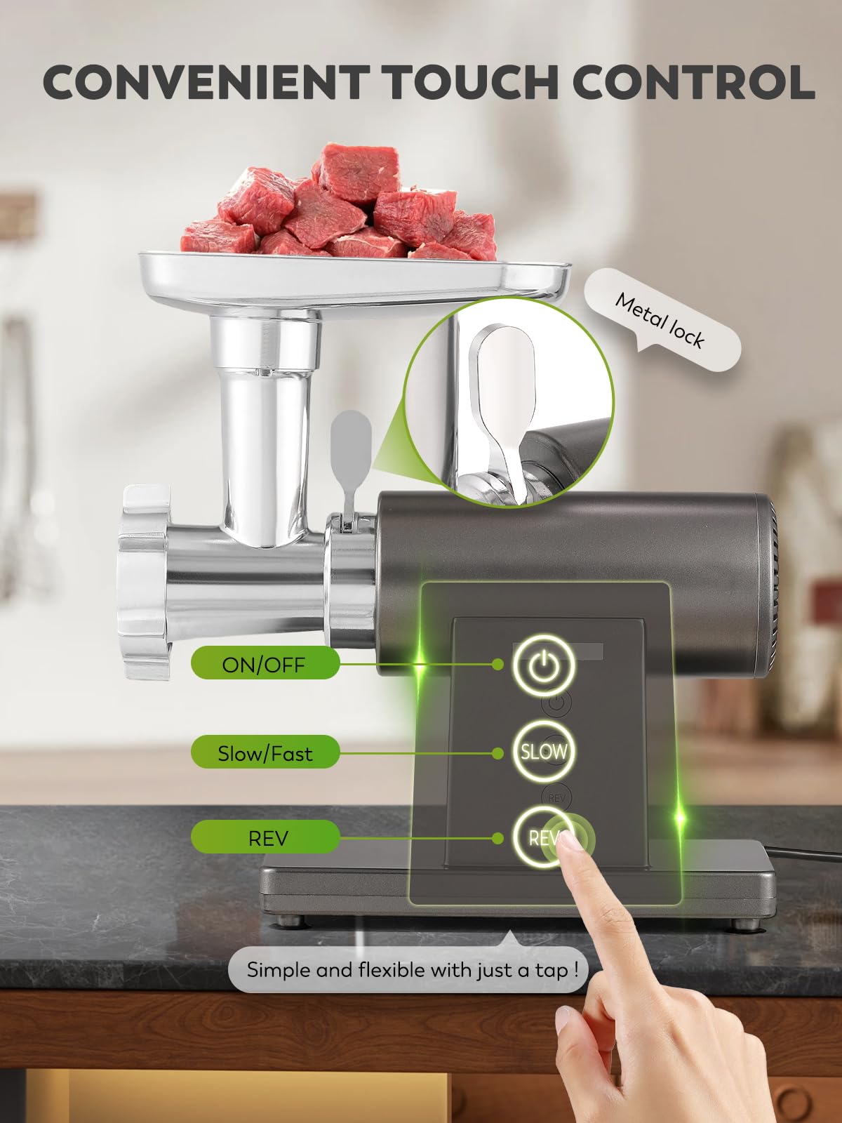 Flyseago Meat Grinder Electric 3200W Meat Mincer Chopper Machine Multifunctional with Cutting Blade 3 Grinding Plates 3 Sausage Stuffers Kubbe Kit Juicer Cheese Grater Veggie Shredder