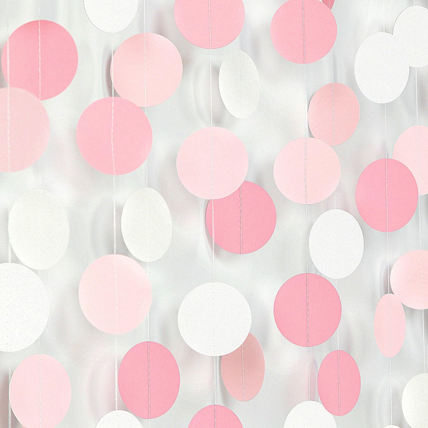 Light-Pink White Girls-Birthday Party-Decoration Garland - 52ft Baby Bridal Shower Blush Streamers,Valentines Mothers Day Graduation Bachelorette Supplies Banner Decor Lasting Surprise
