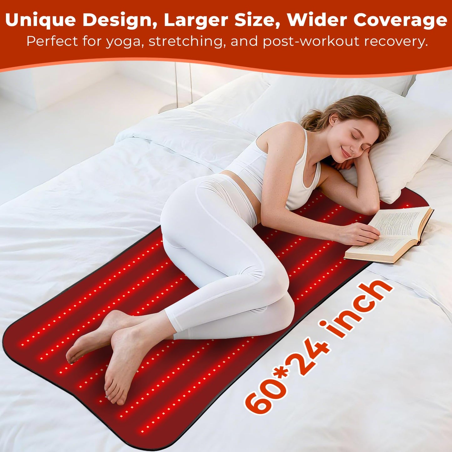 Professional Grade Red Light Therapy Mat, 60"x24" Large Red Light Pad for Body, 660nm & 850nm Red Light Portable Home Therapy Device for Men Women Elderly, Gifts for Lover Friends Family