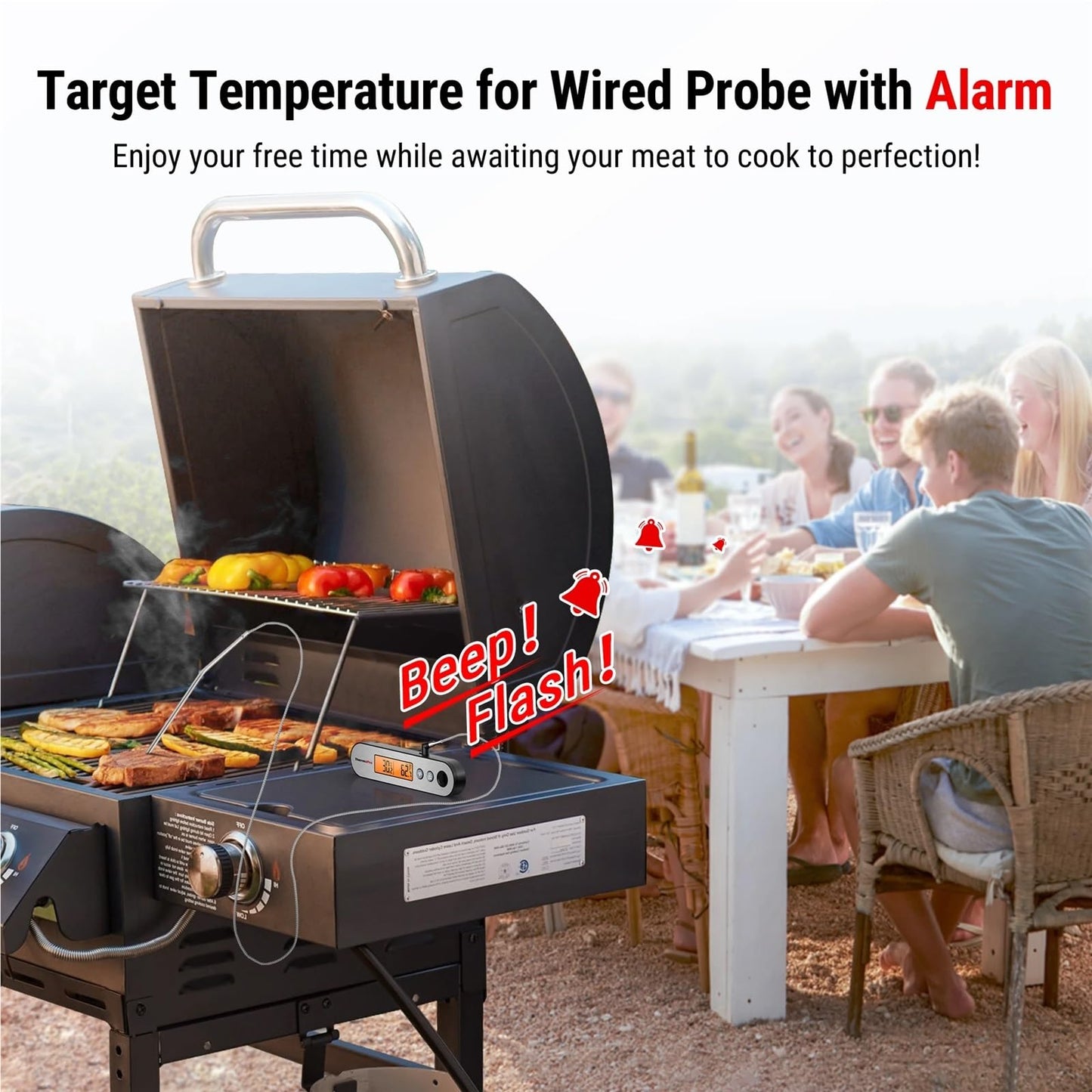 ThermoPro TP610 Rechargeable Waterproof Backlight 2 in 1 Folding Wired Probe Digital Kitchen Cooking Oven Grill Meat Thermometer