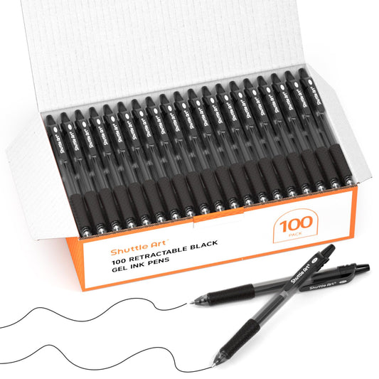 Shuttle Art Black Gel Pens, 70 Pack Retractable Medium Point Rollerball Gel Ink Pens Smooth Writing with Comfortable Grip for Office School Home Work
