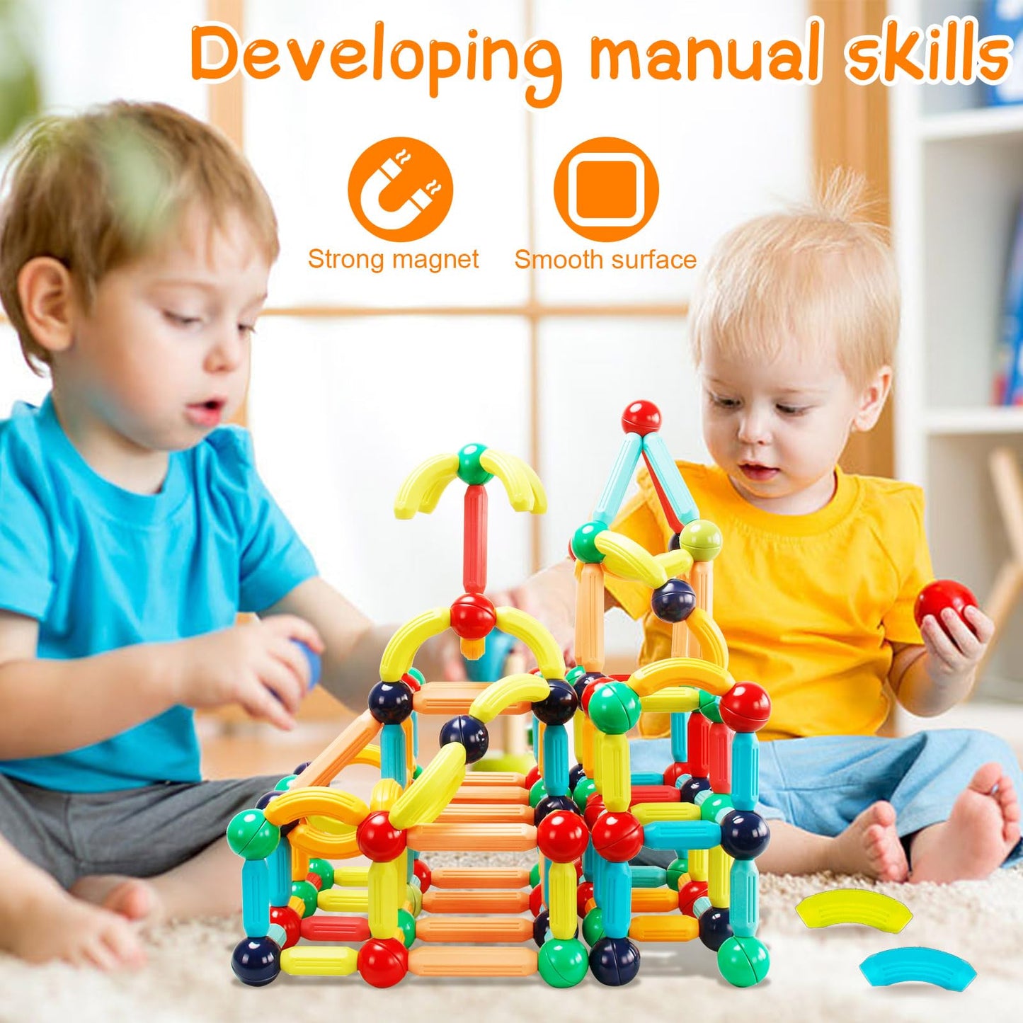 STEMTiles Magnetic Building Blocks Montessori Magnet Toys for Toddlers Kids, Preschool Learning STEM Sensory Toys for 3 Year Old Boys & Girls Gifts-Starter Set