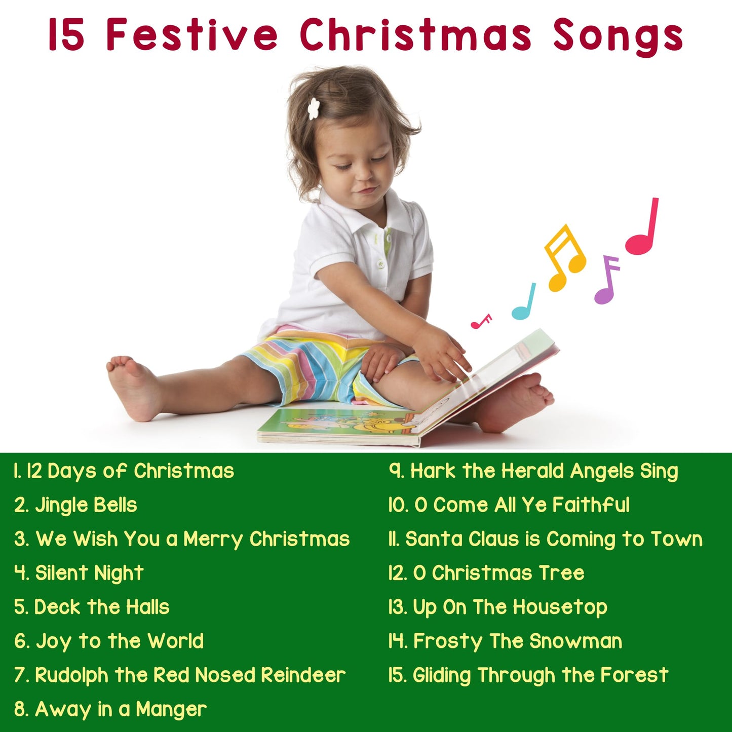 LEARNING BUGS Christmas Songs – Sing Along with 15 Festive Holiday Tunes, Musical Book for Toddlers, 28-Button Music Book, Musical Toys for Toddlers 1-3