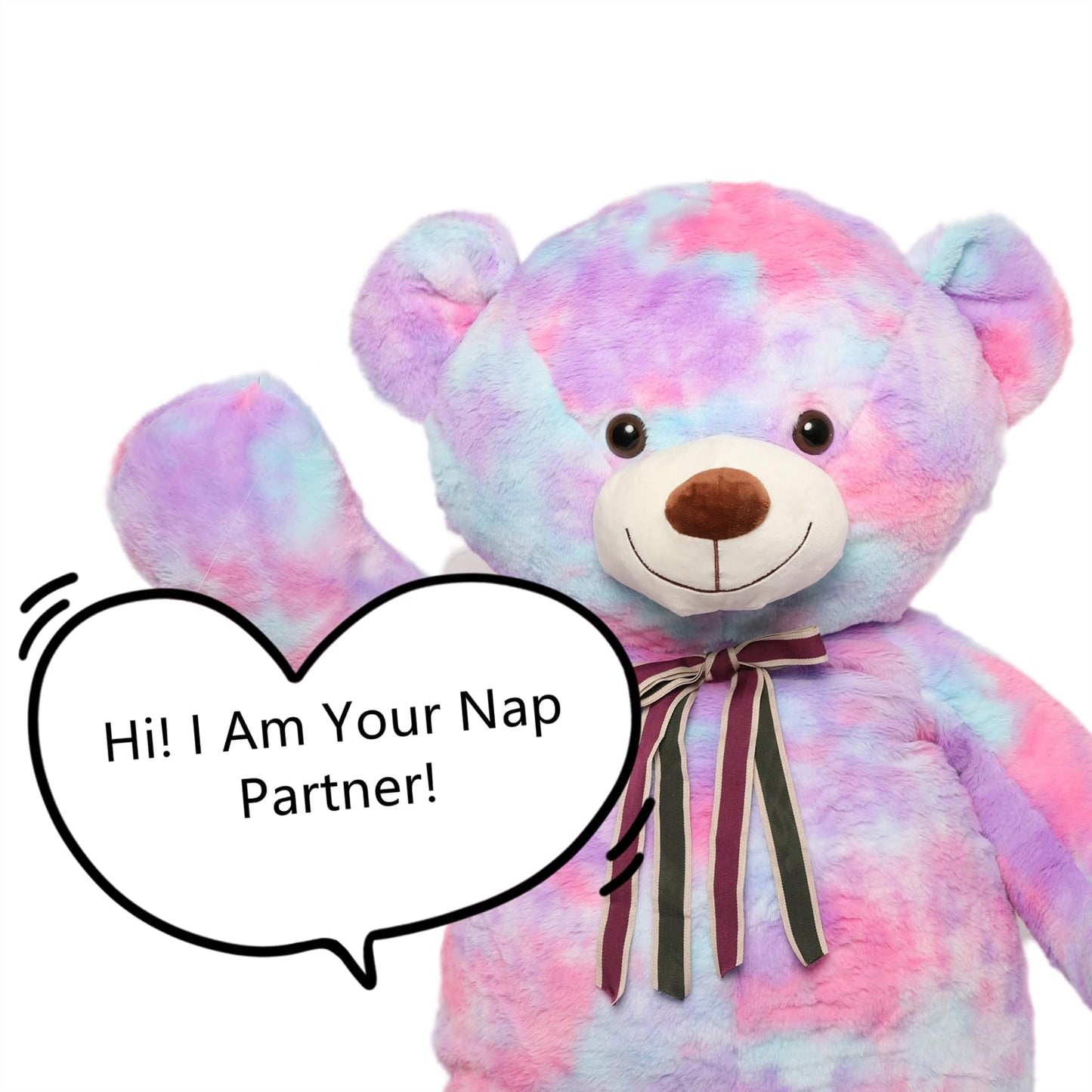 Tezituor Big Teddy Bear,Giant Rainbow Purple Teddy Bear Stuffed Animal,59 Inches Soft Plush Bear Toys,Girlfriend Baby Shower Life Size Bears Gifts for Valentines,Christmas,Birthday 5 Feet