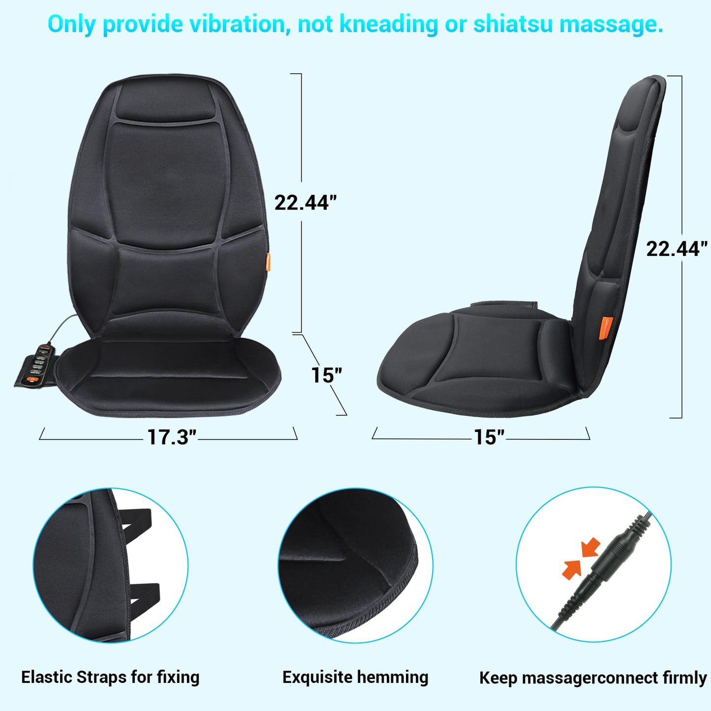 CARSHION Massage Seat Cushion with Heat,Back Massager for Chair Back Massager Heated Seat Cover Massage Chair Pad for Pain Relief Home Office Use