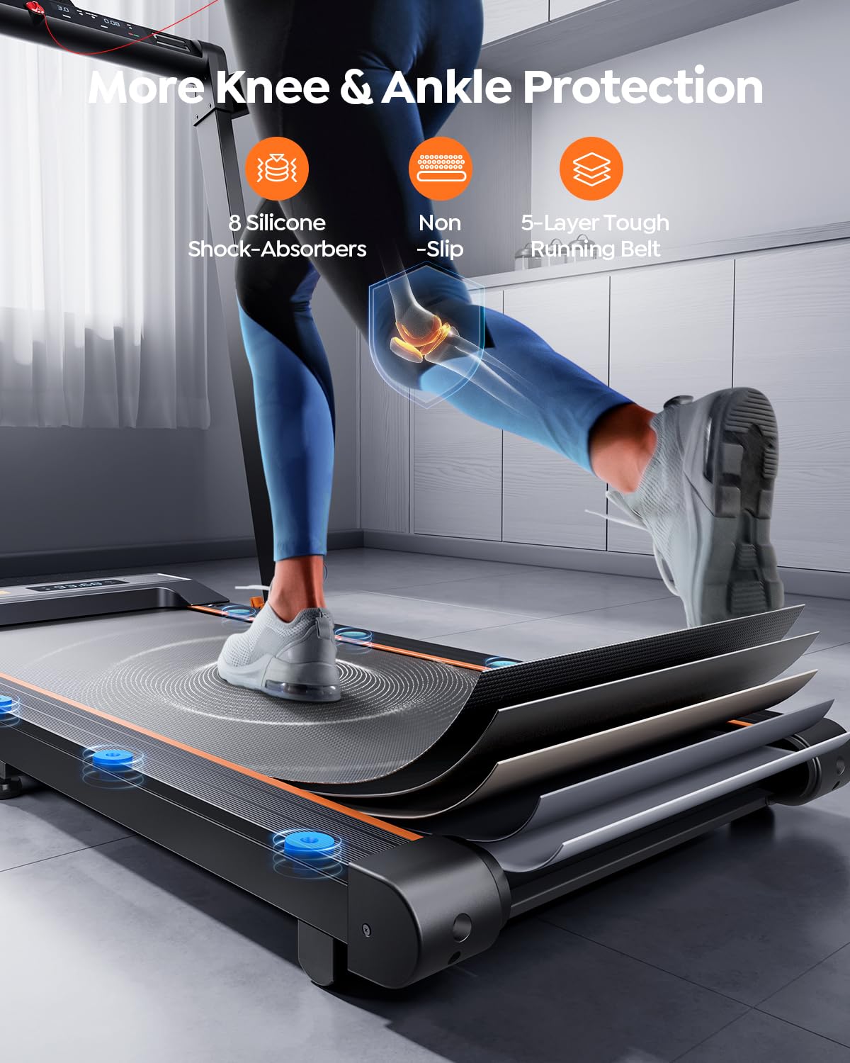 Acezoe 2 in 1 Folding Treadmills for Home Small Office, 2.5HP Walking Pad Treadmill with Handle Bar, 300lbs Capacity, Copmact Protable Treadmill with Smart APPs, 12 HIIT Modes and Touch Screen
